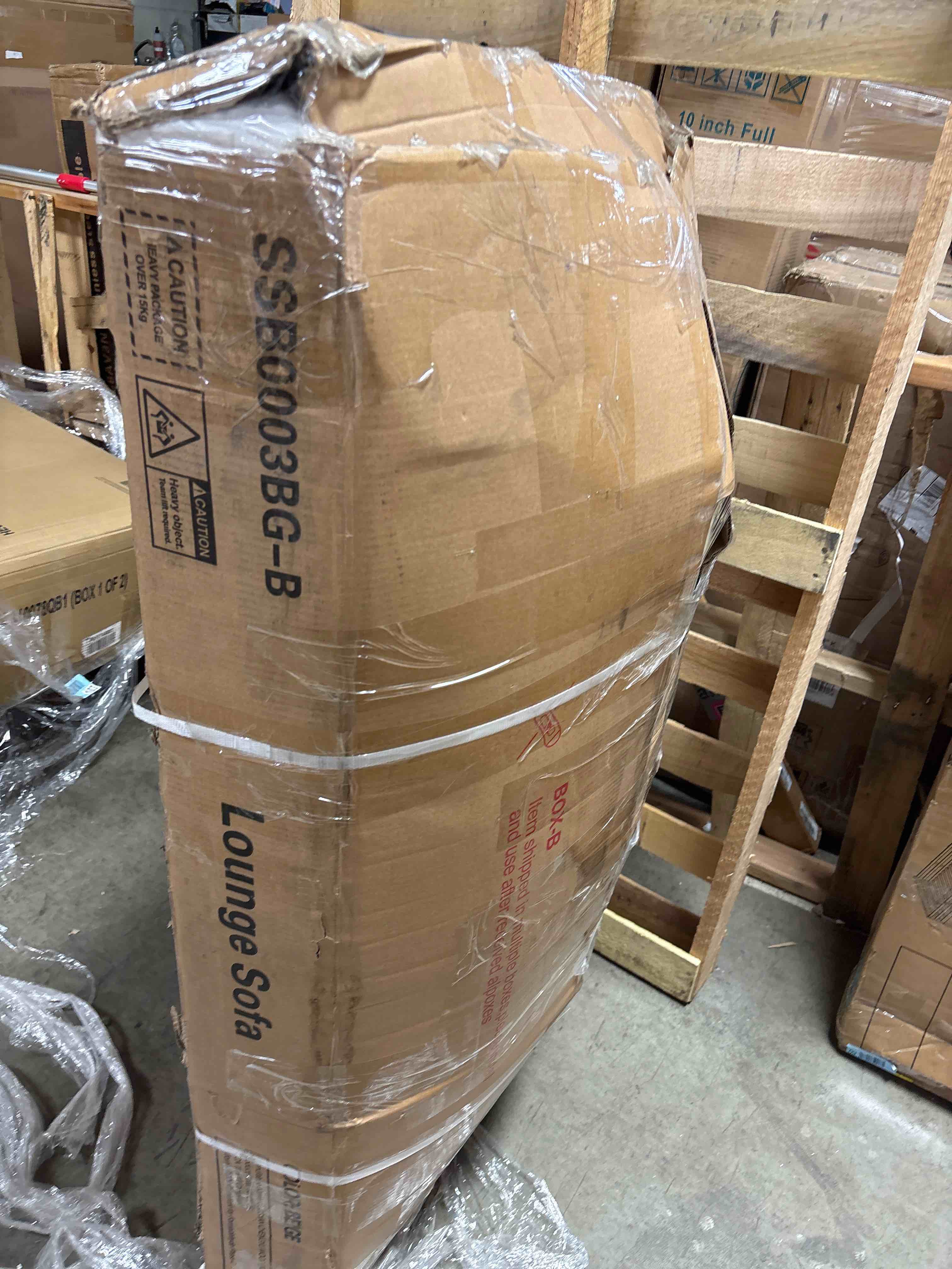 Condition photo showing Good Condition for Chaise Lounge Chair Indoor, Amsleekey 64" Oversized Sleeper Chair With Wood Frame, Upholstered Sofa Bed For Living Room, Movie Room, Bedroom With 4 Storage Pockets& 2 Cup Holders(Plush Corduroy, Grey), BOX B ONLY*