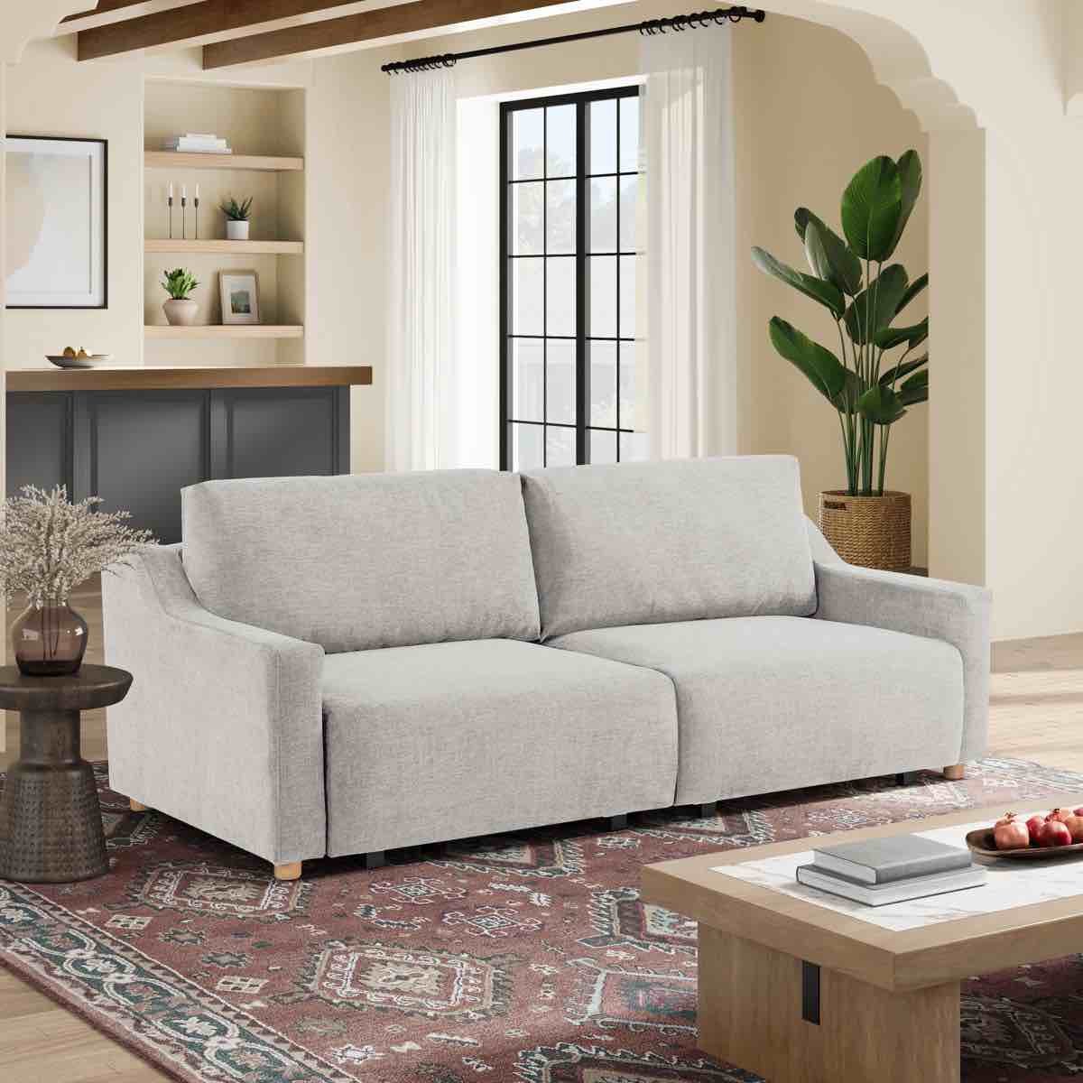 serta gabi 90.2" upholstered queen size convertible sleeper sofa