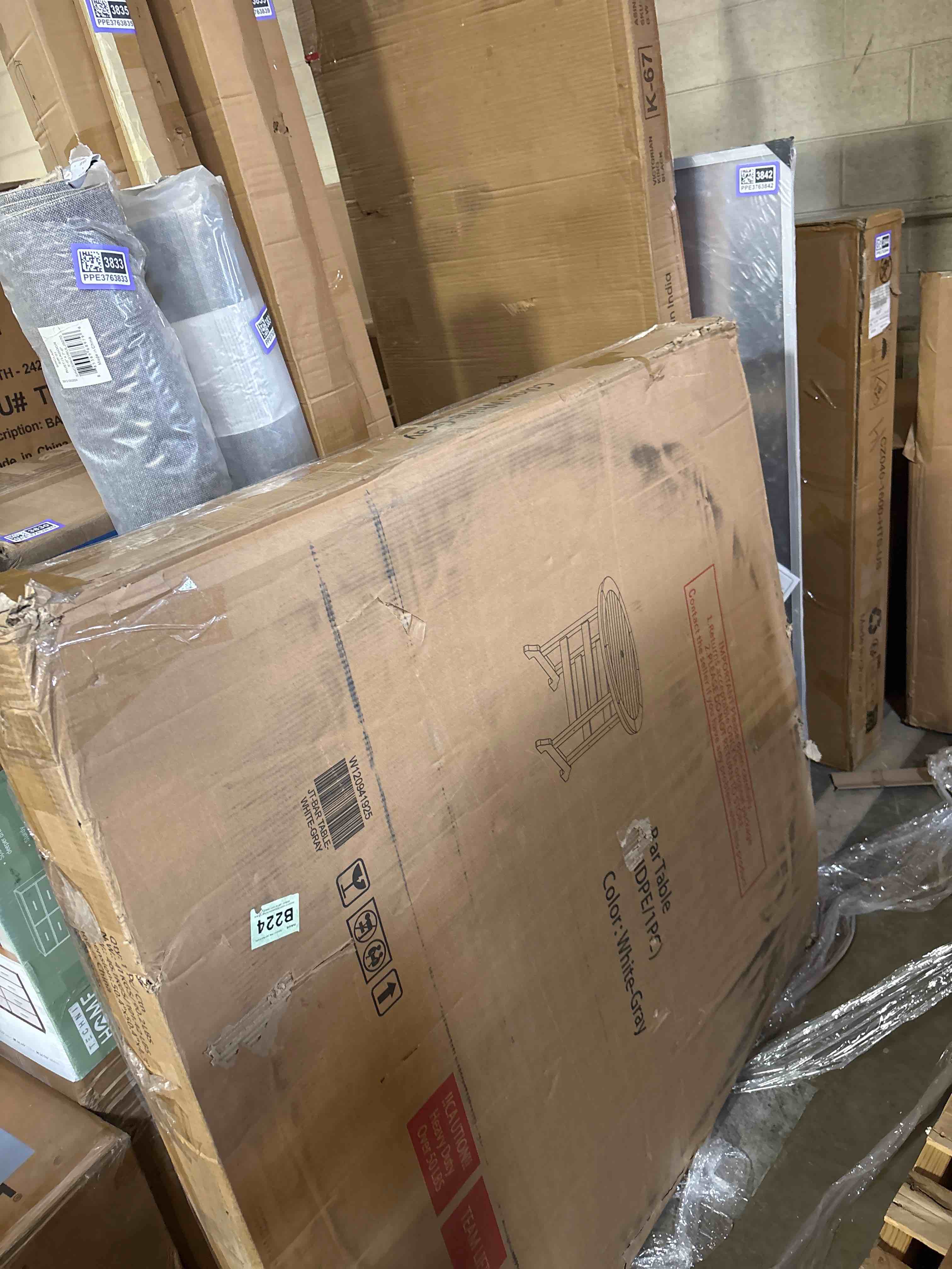 Condition photo showing Good Condition for Bar Table, Dining Table, Patio Bar Set,Counter Height Table for Outdoor White + Gray