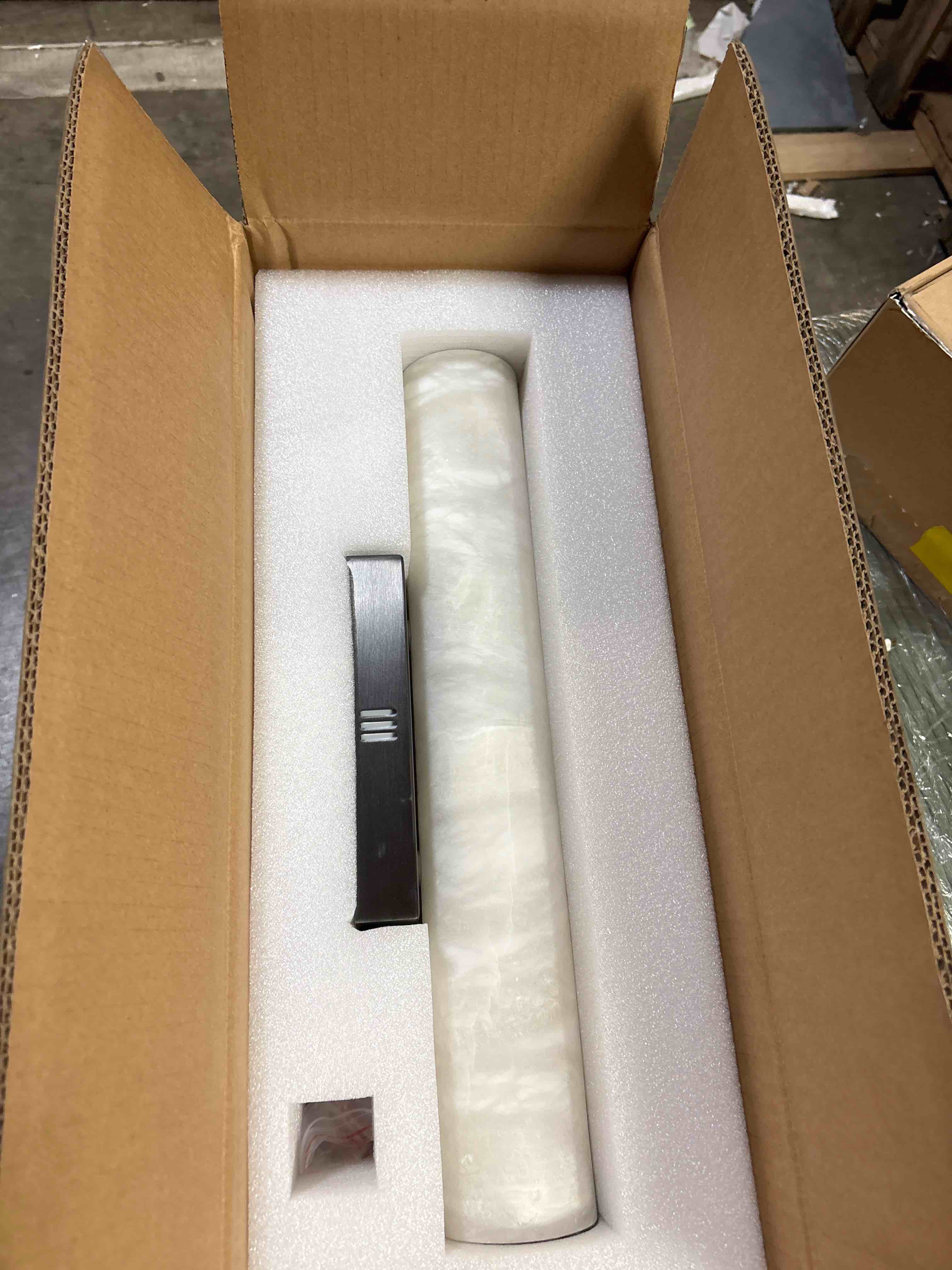 Condition photo showing New/Like New for Locher Dimmable LED Wall Sconce Wallchiere with Alabaster Shade By Orren Ellis