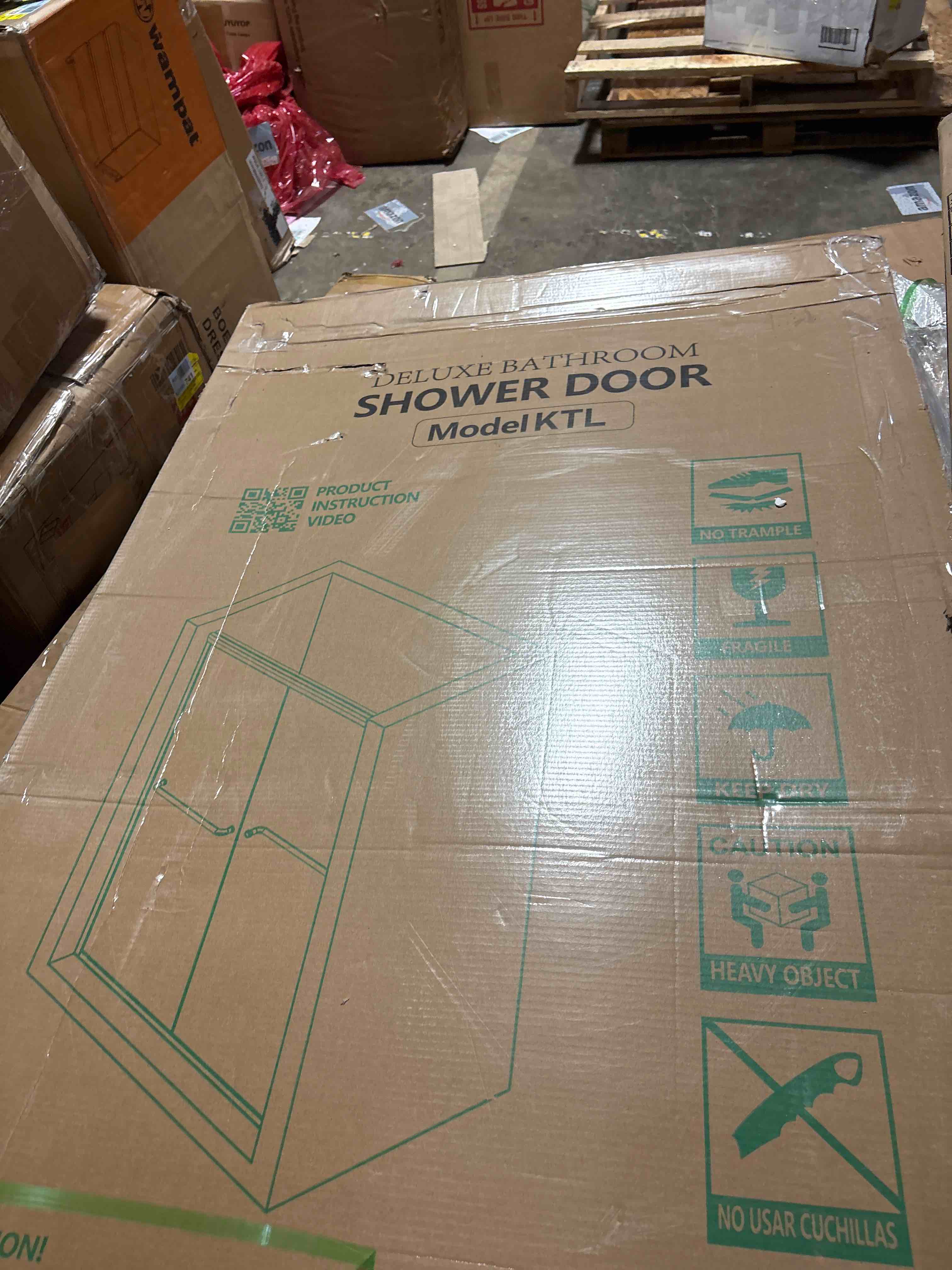 Condition photo showing Good Condition for GETPRO Semi-Frameless Shower Door Double Sliding 68-72 in. W x 72 in. H Bypasss Bathroom Glass Shower Sliding Doors,1/4 inch Clear Tempered Glass Door for Walk-in Shower Brushed Nickel