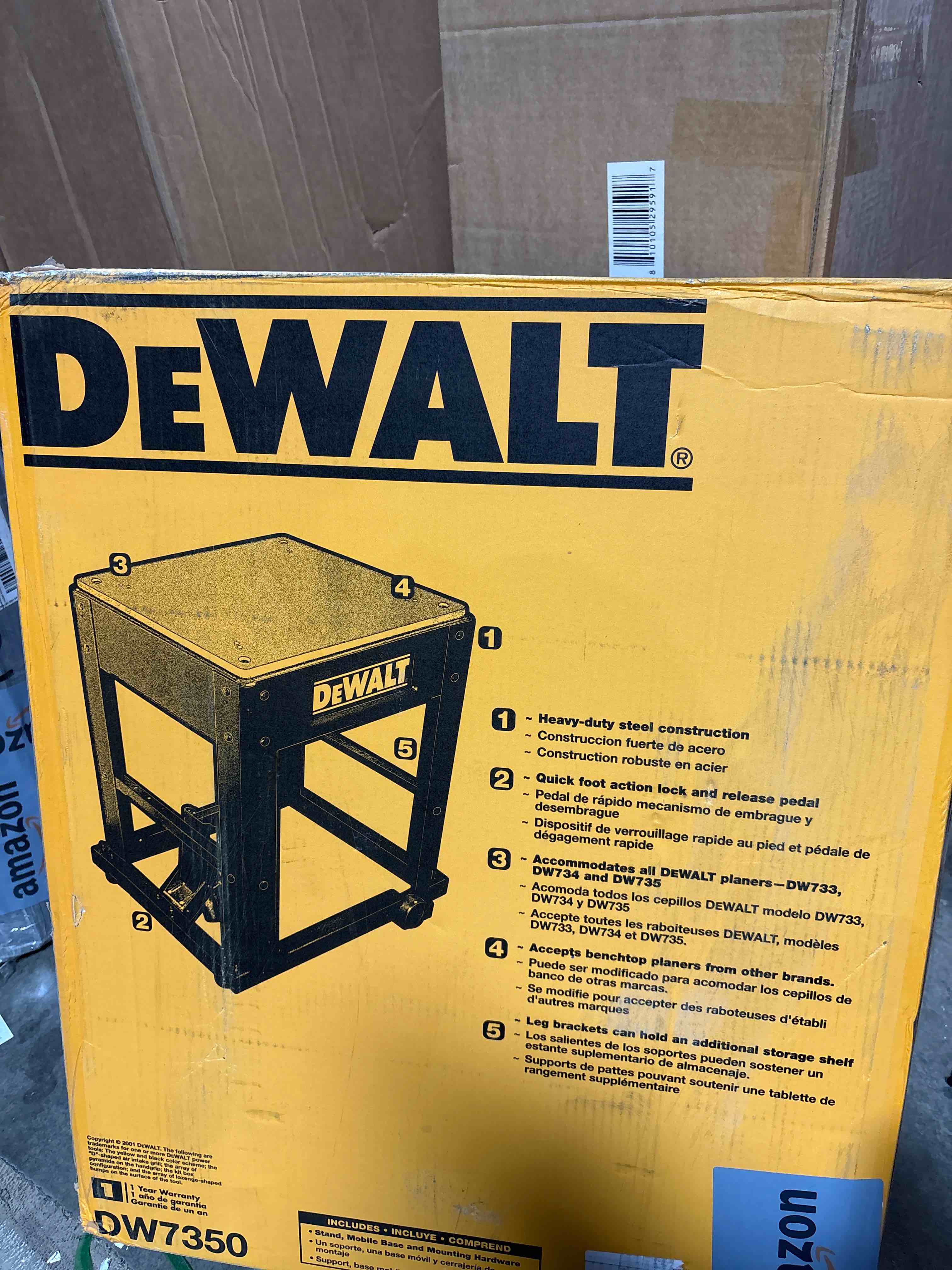 Condition photo showing New/Like New for DEWALT Planer Stand with Integrated Mobile Base, 24” x 22” x 30” (DW7350)