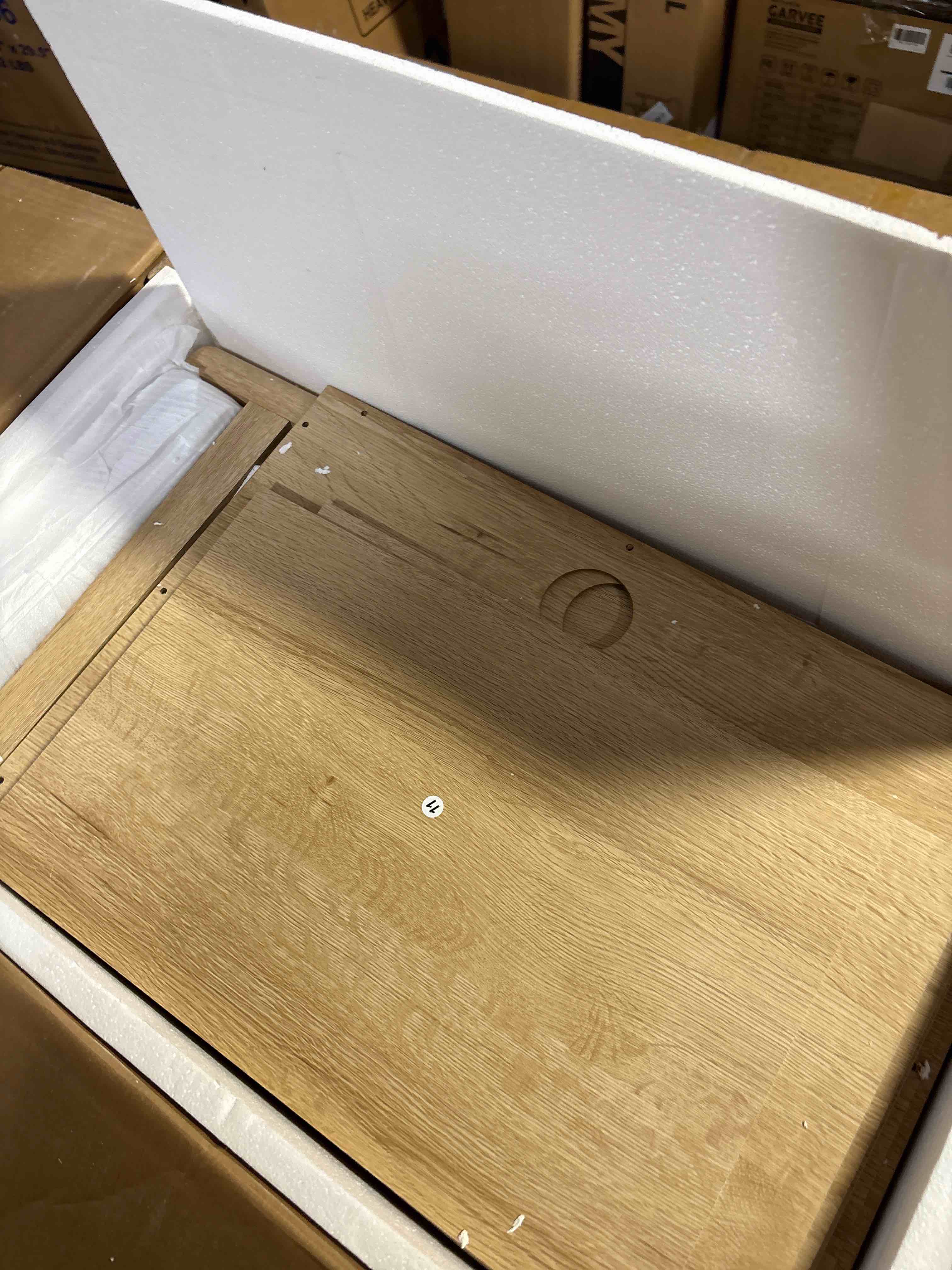 Condition photo showing New/Like New for Huuger 27.6 Inch Tall Night Stands with Charger Station, USB-C Port, Fluted Nightstand Set of 2, Larger Wider Bed Side Table with 2 Deep Drawers, Open Shelf, Bedroom Living Room End Table, Natural Natural 2