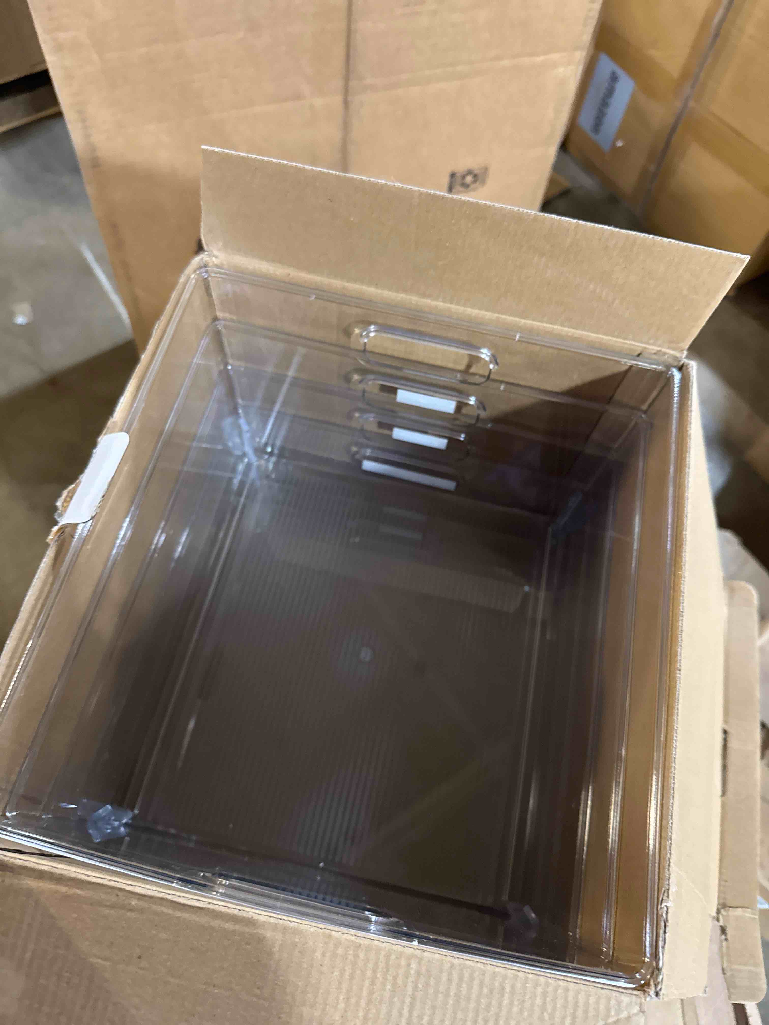 Condition photo showing New/Like New for ClearSpace Clear Plastic Storage Bins – XL 4 Pack Perfect for Kitchen,Fridge, Pantry Organization, Cabinet Organizers