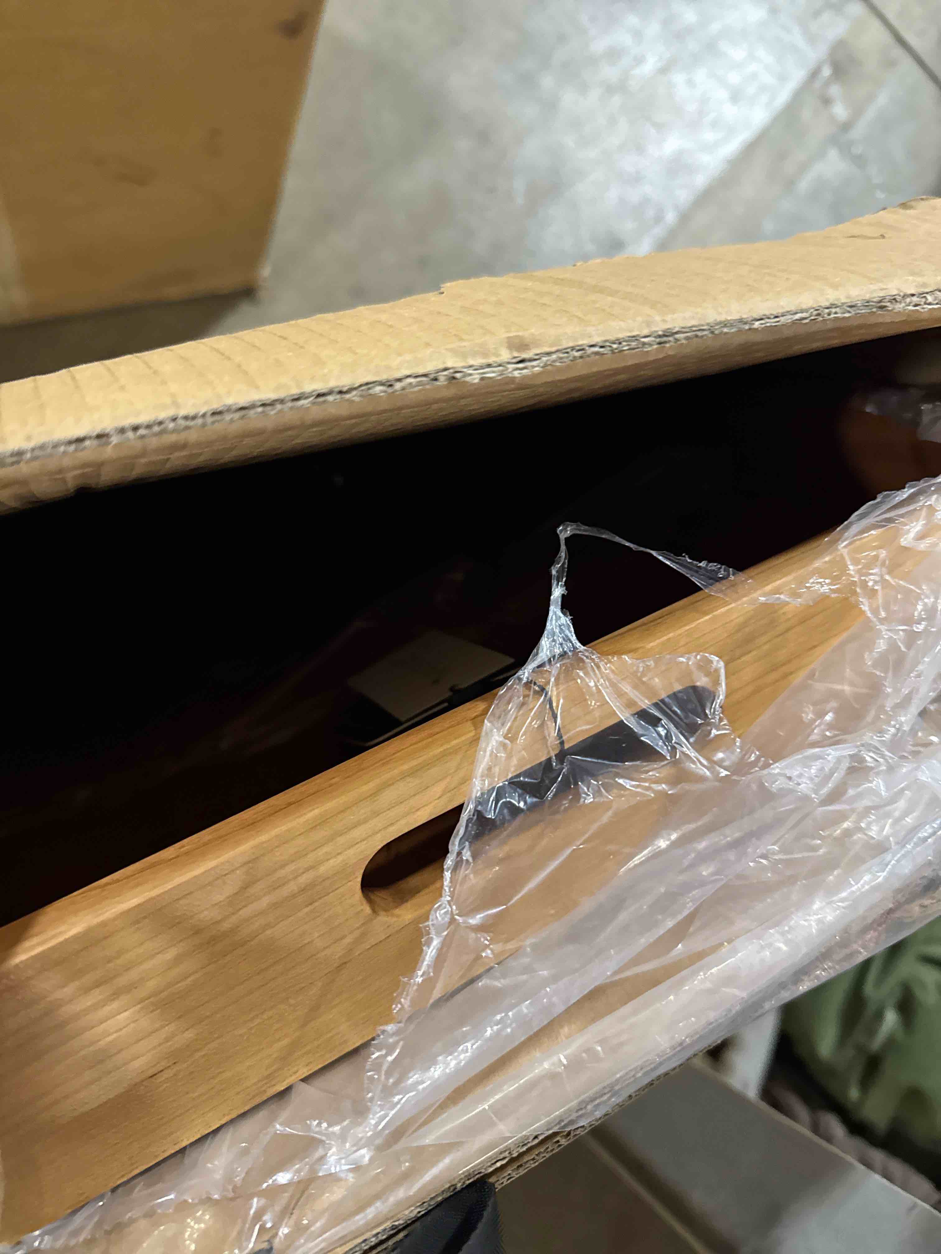 Condition photo showing New/Like New for 32 x 18 Inches Extra Large Rectangle Cherry Wood Ottoman Tray with Handles, Serve Tea, Coffee Classic Wooden Decorative Serving Tray