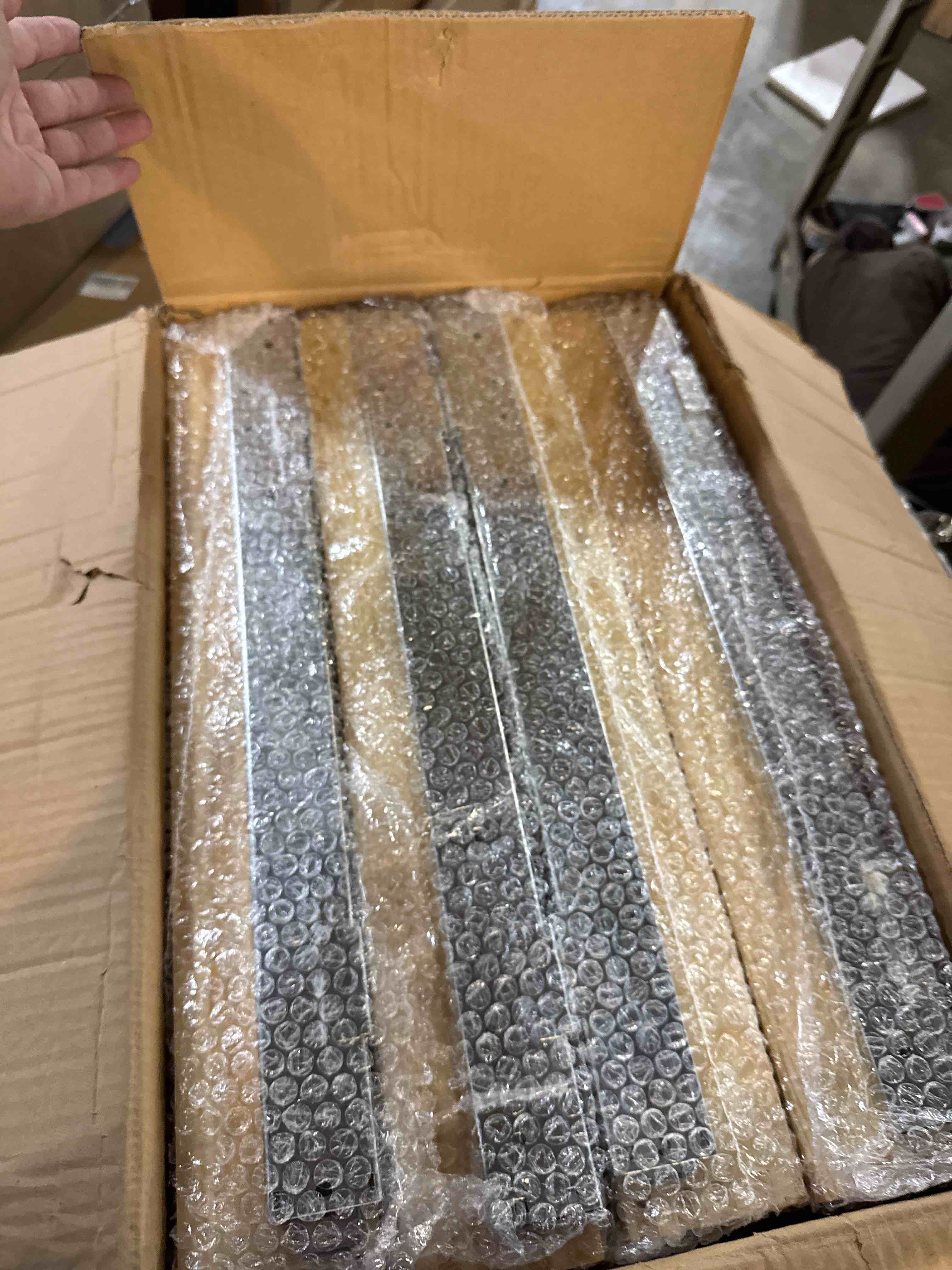 Condition photo showing New/Like New for Sintuff 4 Set Wooden Pull out Tray Cabinet Organizer Soft Close Roll out Shelves for Kitchen Cabinets Fully Assembled Slide Pantry Shelves (18'' X 21'')