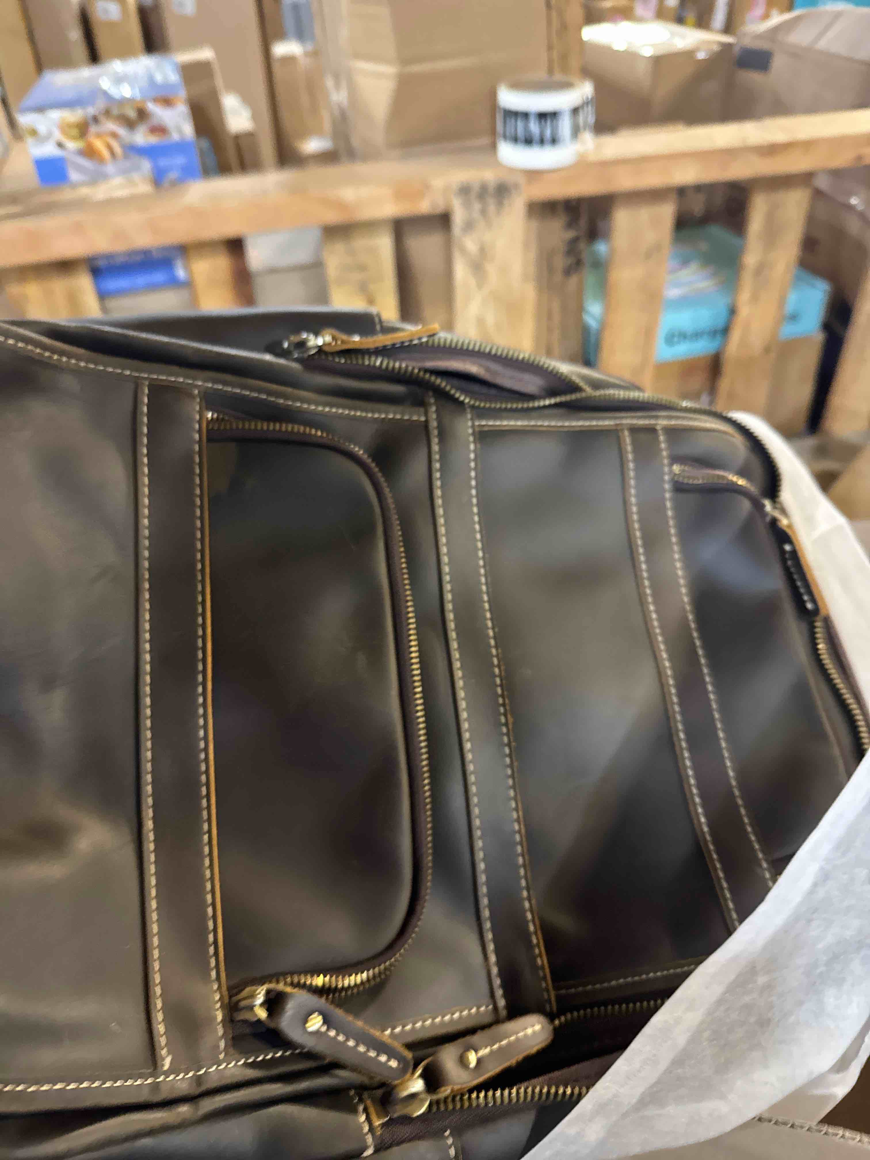 Condition photo showing New/Like New for LANNSYNE Vintage Genuine Leather Backpack For Men 15.6 Inch Laptop Bag School Bag Overnight Weekender Camping Daypack Rucksack