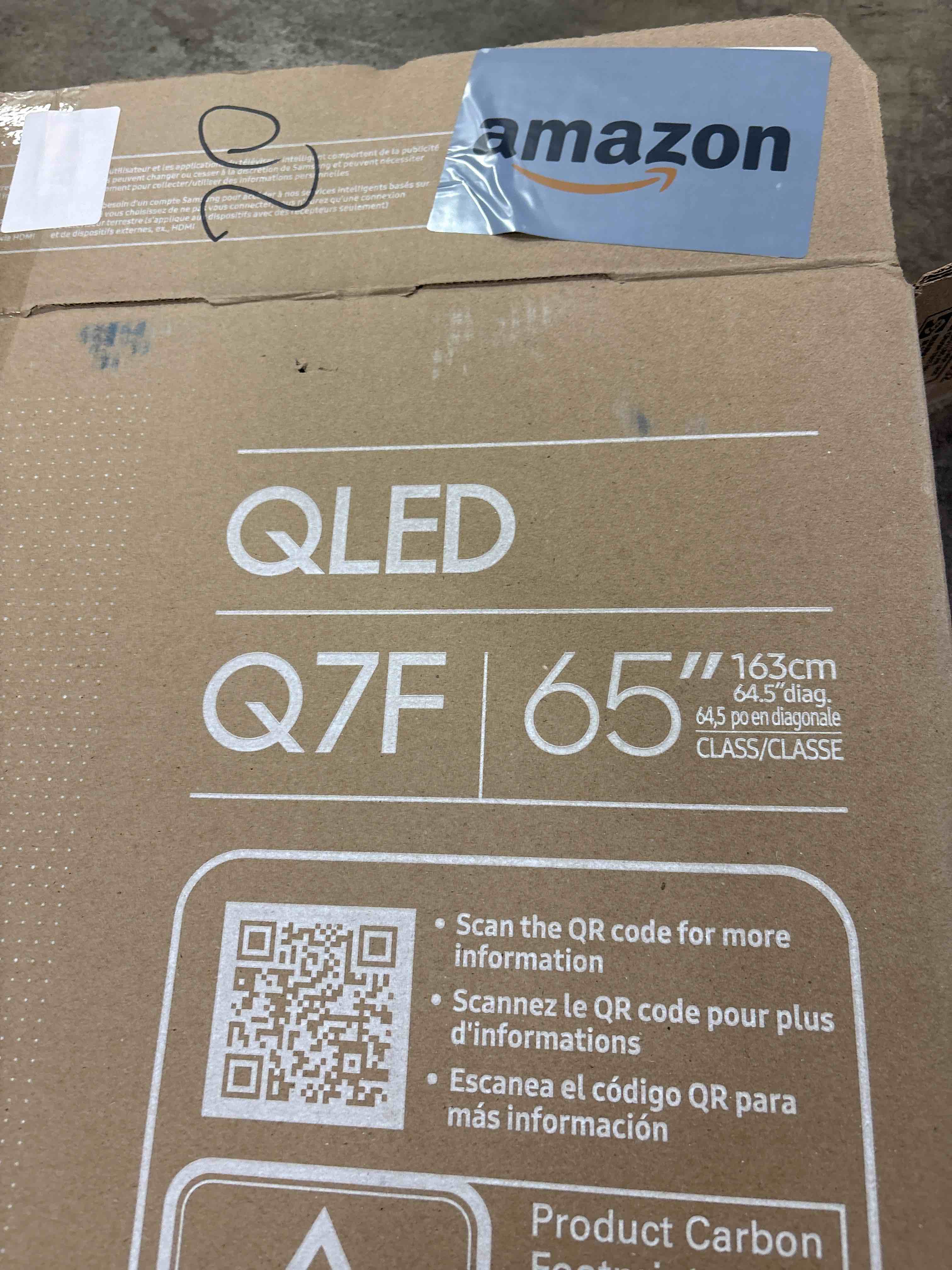 Condition photo showing As Is for Samsung 65-Inch Class QLED Q7F Series Samsung Vision AI Smart TV (2025 Model, 65Q7F) Quantum HDR, Object Tracking Sound Lite, Q4 AI Gen1 Processor, 4K upscaling, Gaming Hub, Alexa Built-in