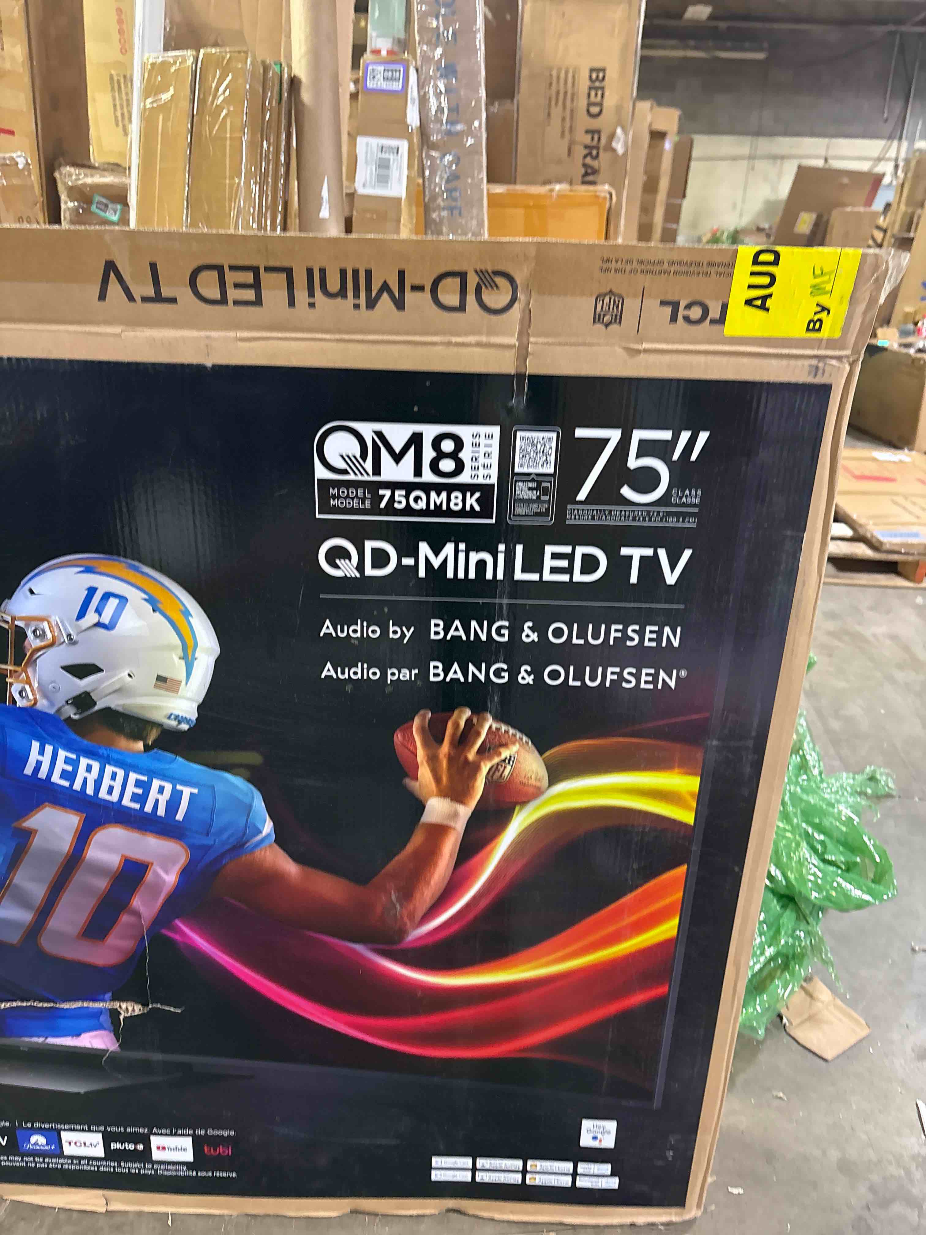 Condition photo showing New/Like New for TCL 75 Inch Class QM8K Series | Mini LED QLED 4K HDR | 75QM8K, 2025 Model | 120HZ-144HZ Anti Reflective Wide Angle Screen Smart Google TV Dolby Atmos | Voice Remote Alexa Gaming Streaming Television