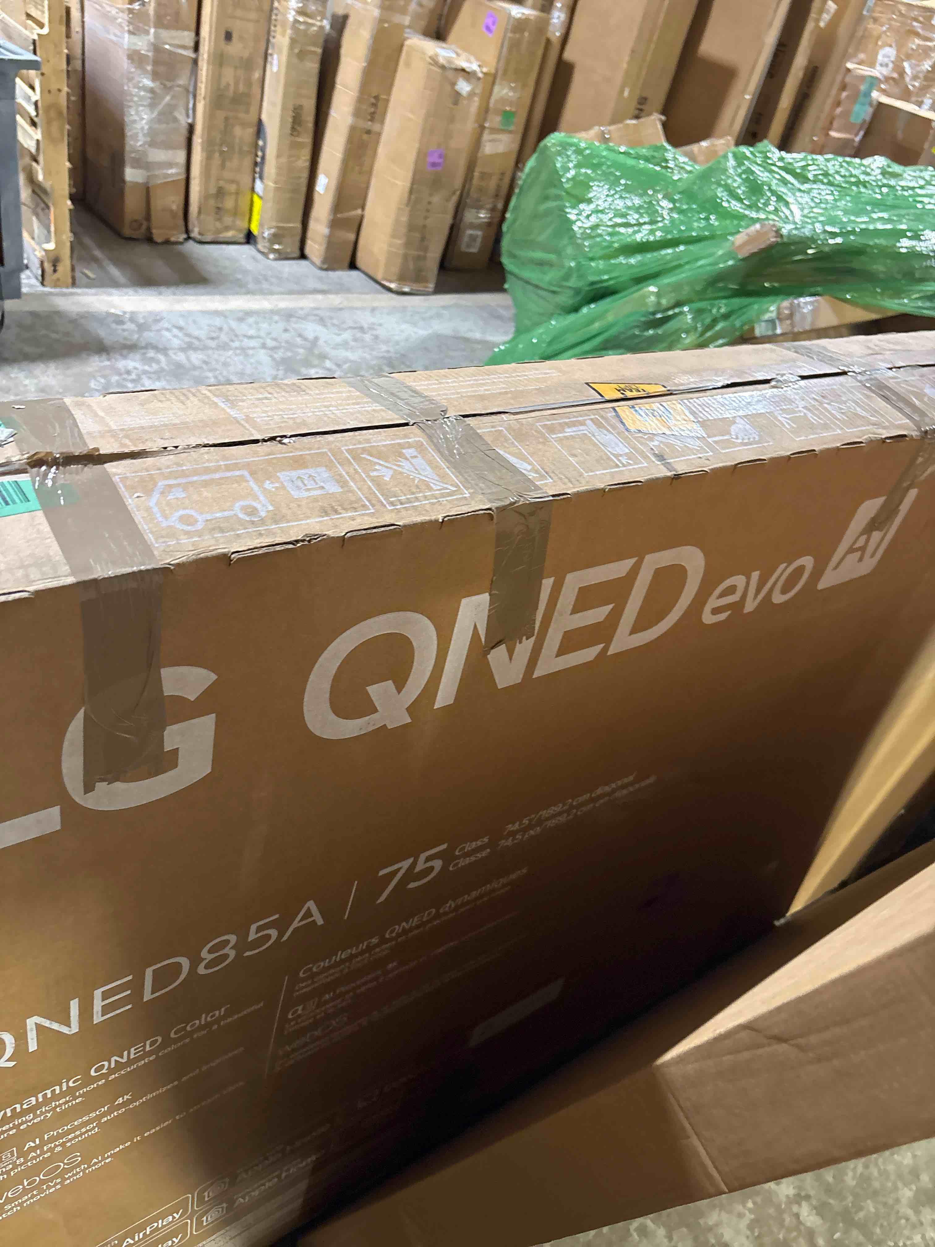 Condition photo showing As Is for LG 75" QNED 85A 4K Smart TV only