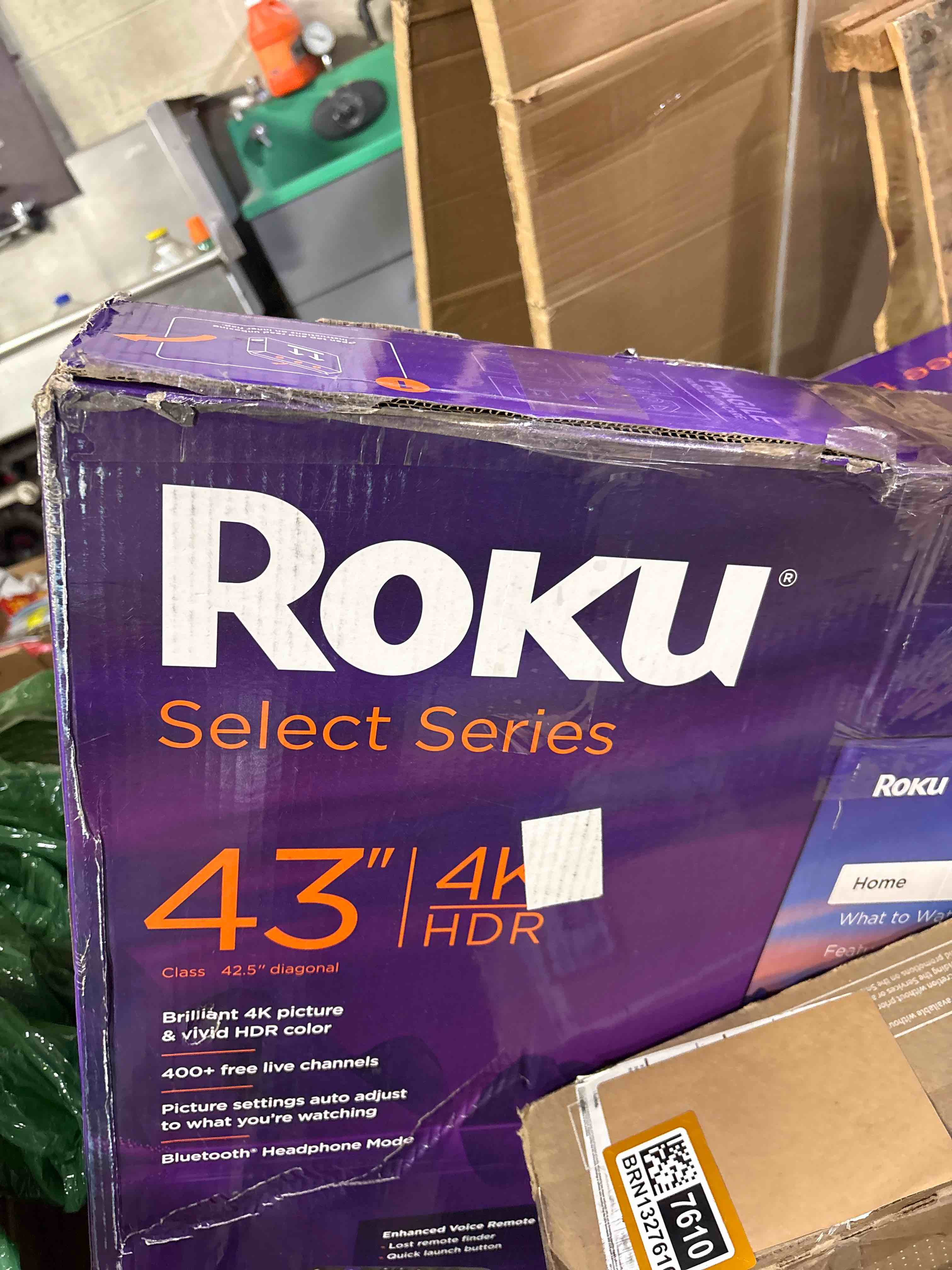 Condition photo showing As Is for Roku Smart TV 2025 – 43-Inch Select Series, 4K HDR TV – RokuTV with Enhanced Voice Remote – Flat Screen LED Television with Wi-Fi for Streaming Live Local News, Sports, Family Entertainment TV only 43"
