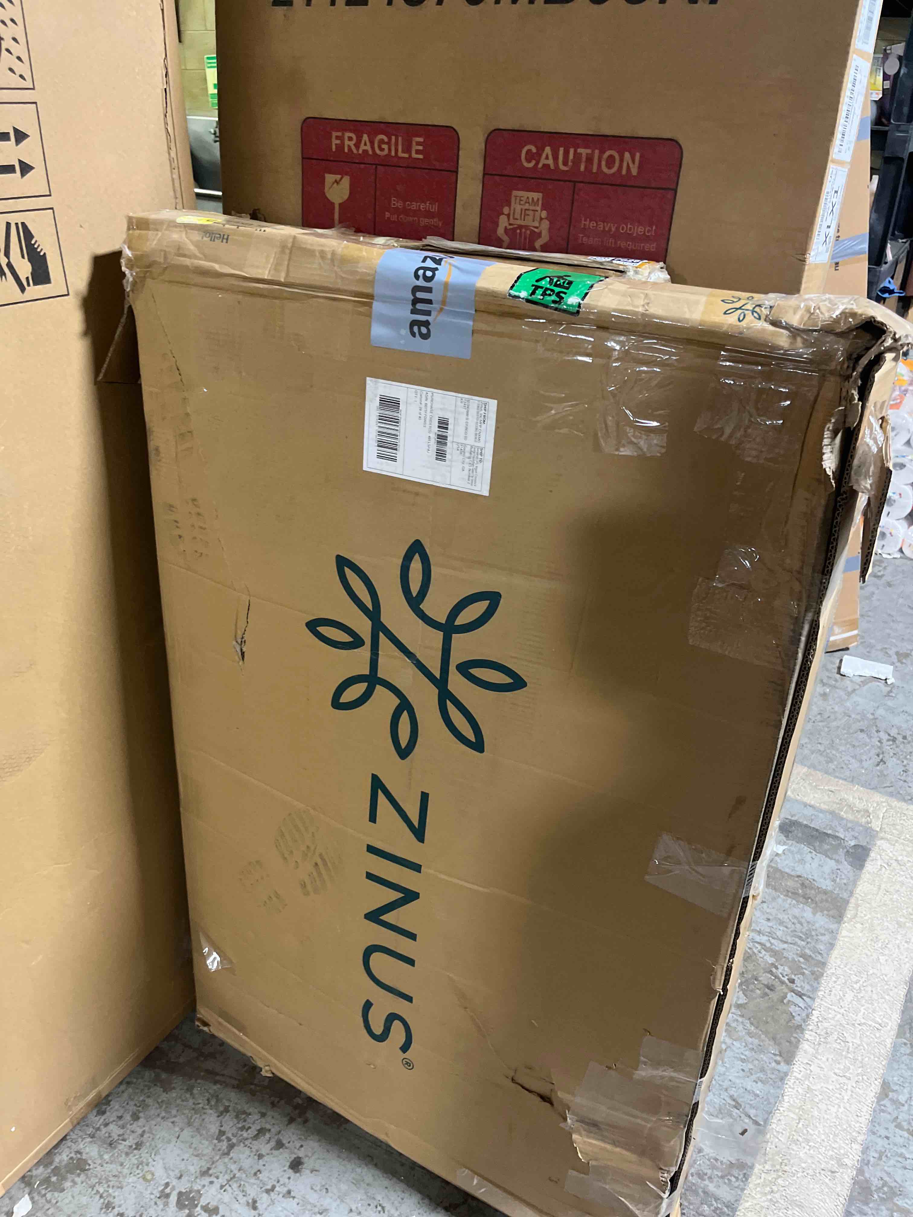 Condition photo showing Good Condition for ZINUS Louis Modern Studio Collection Soho Dining Table with Two Benches (3 piece set) - Espresso Sturdy Steel Frame With Rich Espresso Finish Table