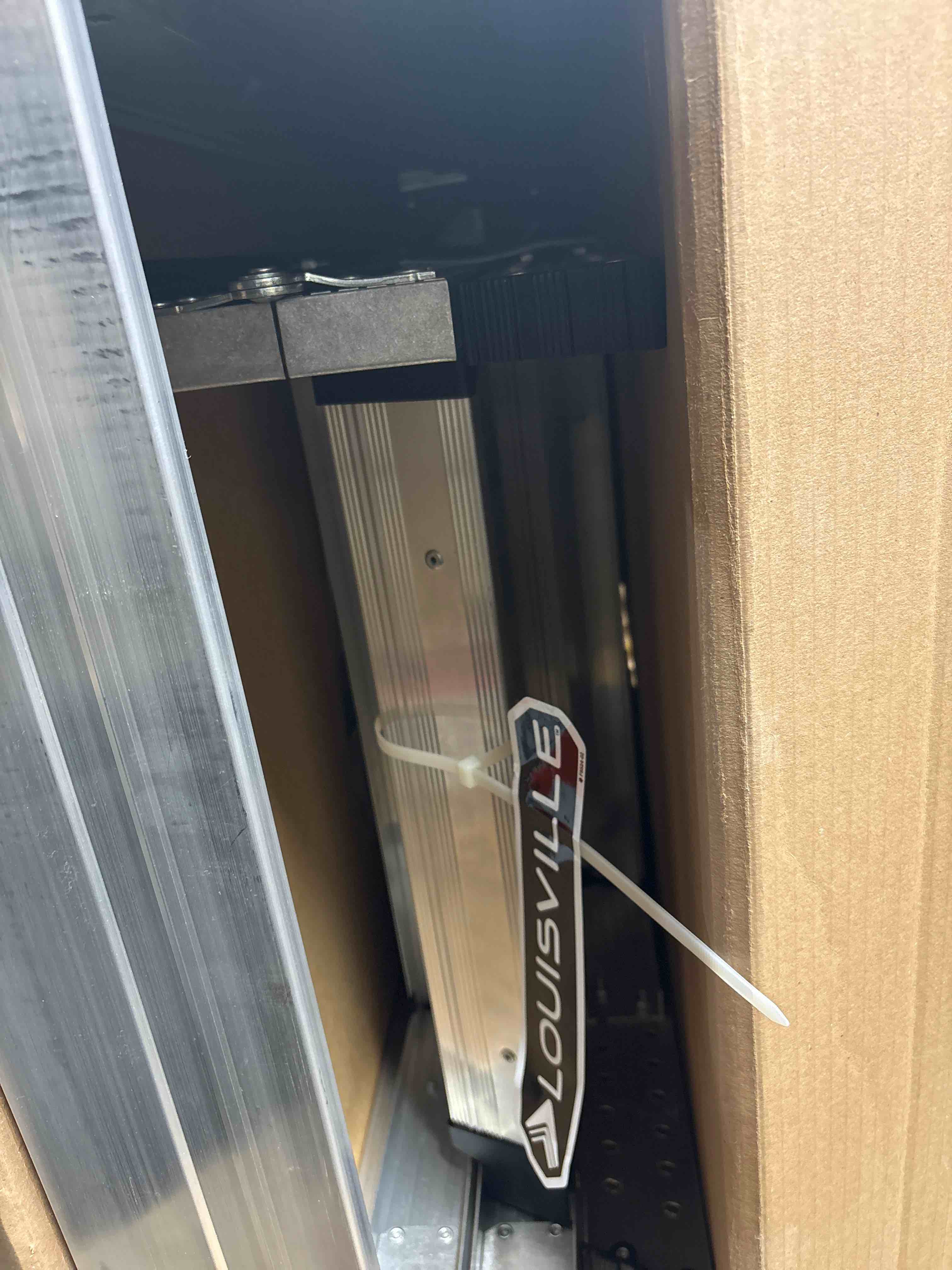 Condition photo showing New/Like New for Louisville Ladder 7.8-10.3-Foot Insulated Door Aluminium Attic Ladder 30" x 54" (Rough Opening), 375-Pound Load Capacity, Type IAA, AL3040MG-R10