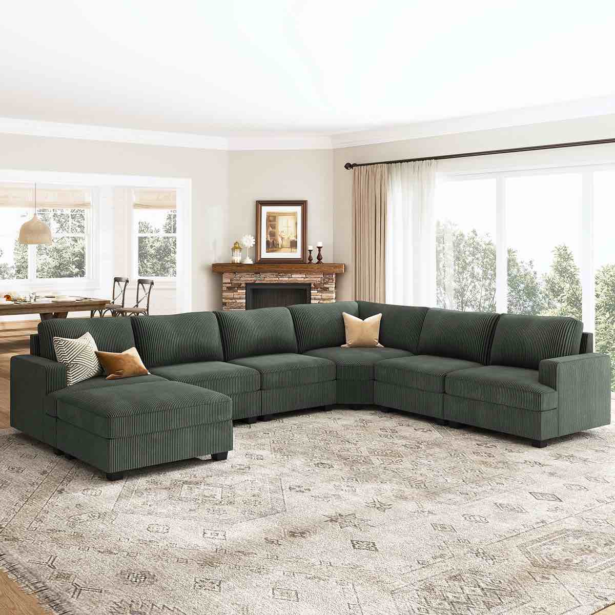 Condition photo showing As Is for Maureece U Shaped Corduroy Sectional Modular Sofa With Chaise By Hokku Designs (corner module only)
