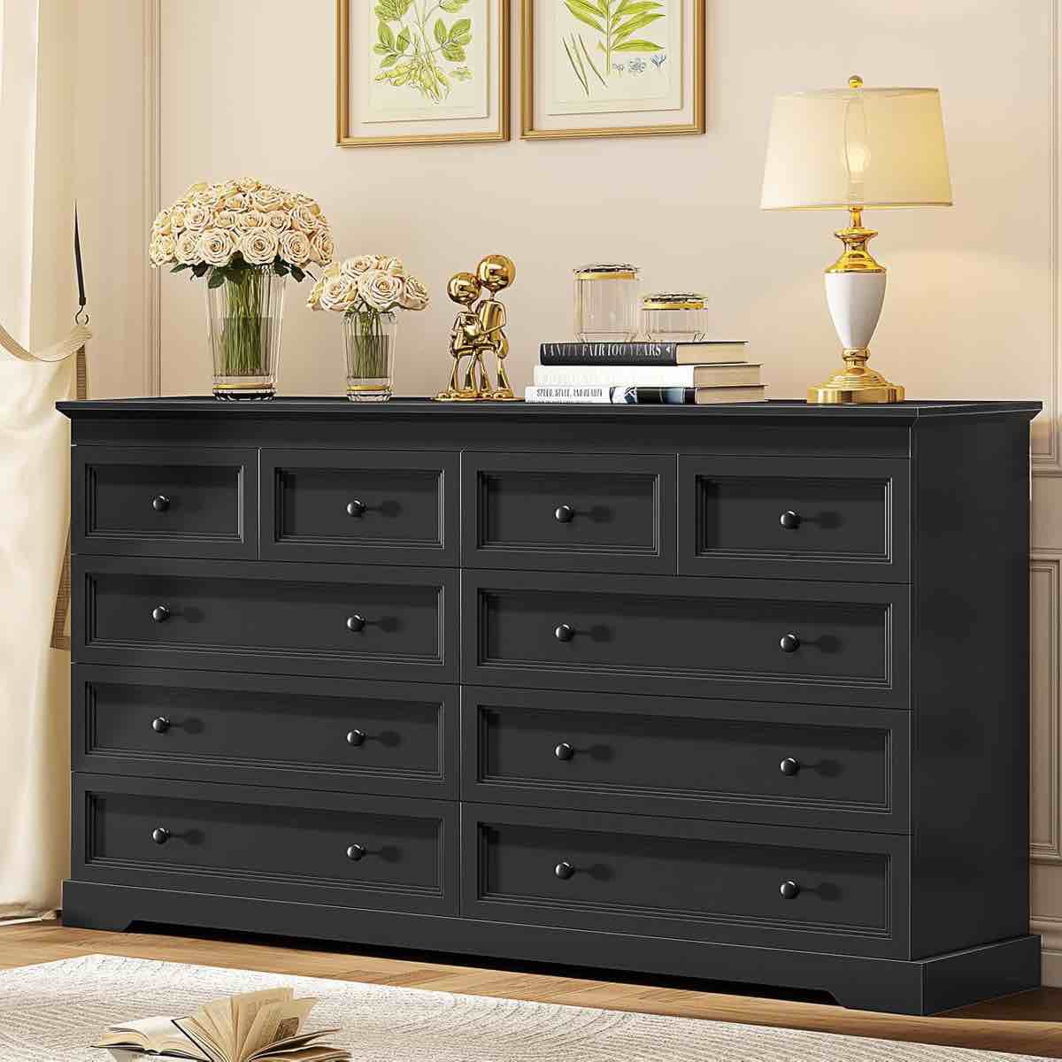 55.01" W Double Dresser With 10 Storage Drawers By Winston Porter