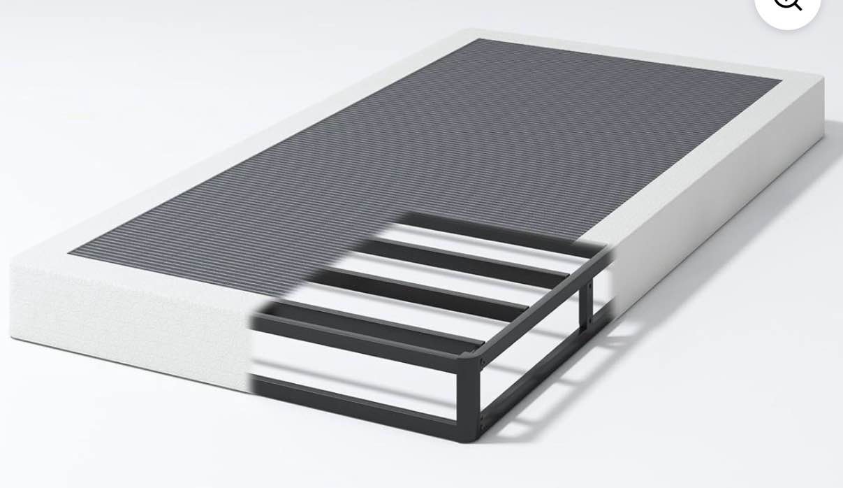 twin box spring 5 inch low profile black heavy duty metal mattress foundation/easy assembly/non-slip/no noise/easy clean fabric cover