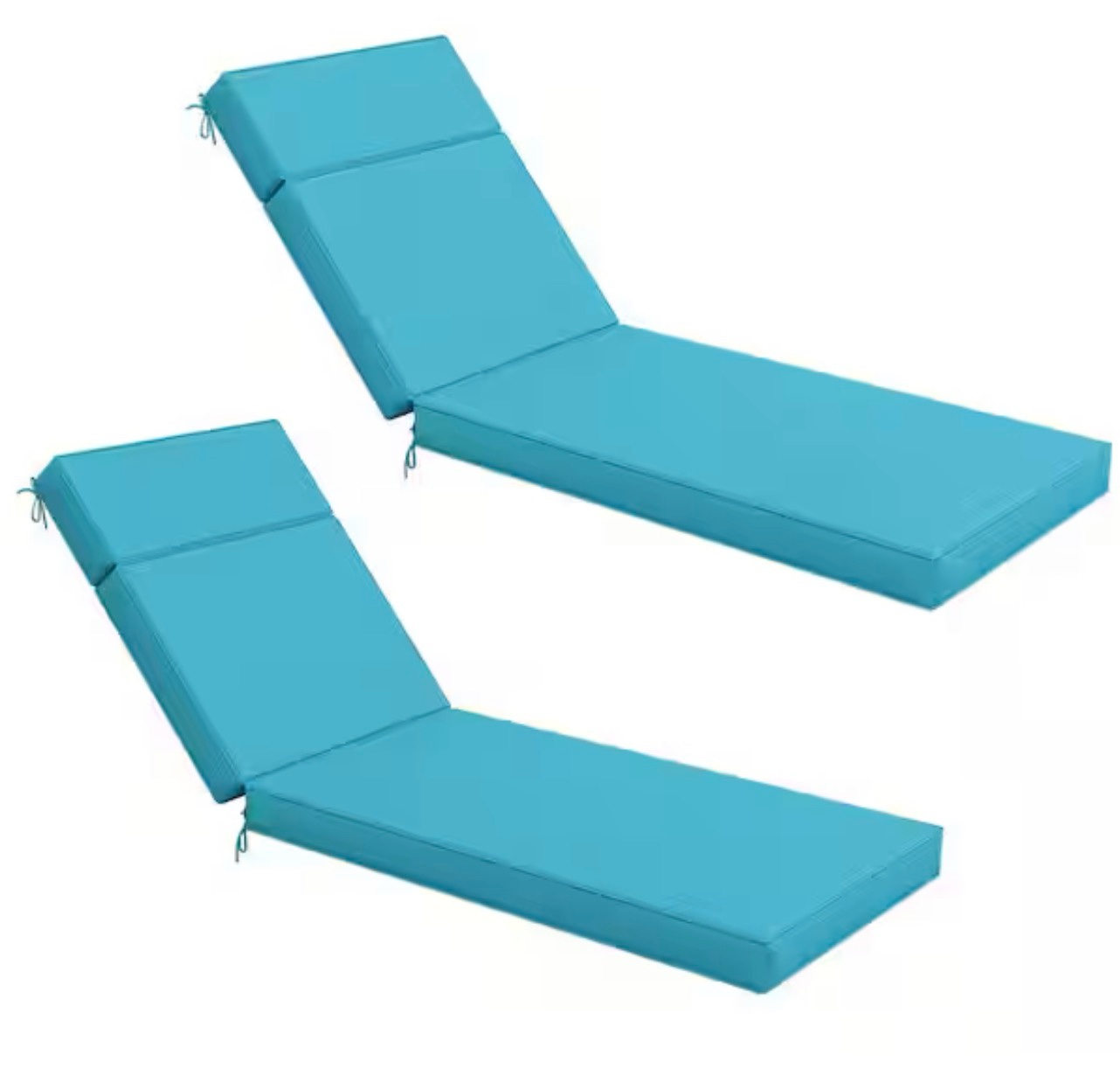 80 in. x 26 in. x 4 in. (2-Pack) Outdoor Water-Resistant Replacement Chaise Lounge Seat Cushion Lake Blue