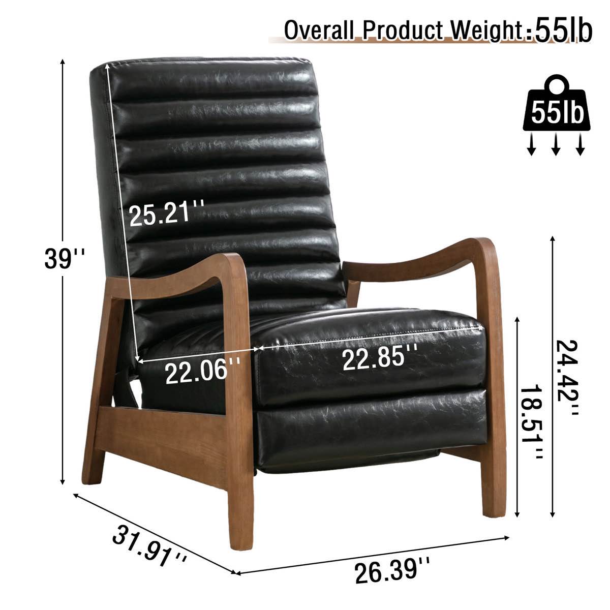 Condition photo showing Good Condition for ikraam chance 26" luxurious oil wax leather upholstered push back recliner with parawood frame by red barrel studio®