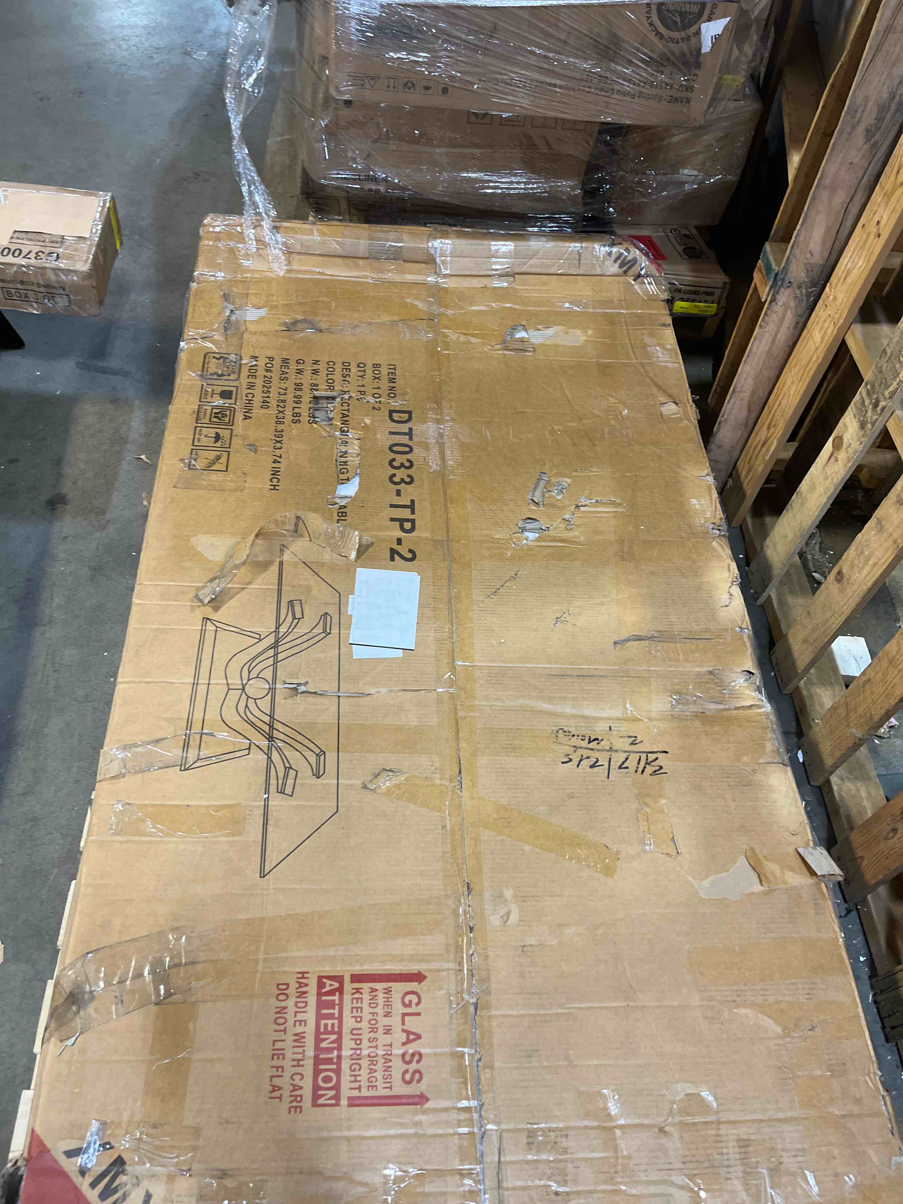 Condition photo showing New/Like New for 70" glass dining table top for 6-8, modern dining room table with 0.39" tempered glass top and dual u-shaped silver stainless steel base, rectangle kitchen dinner table for dining room (table top only)