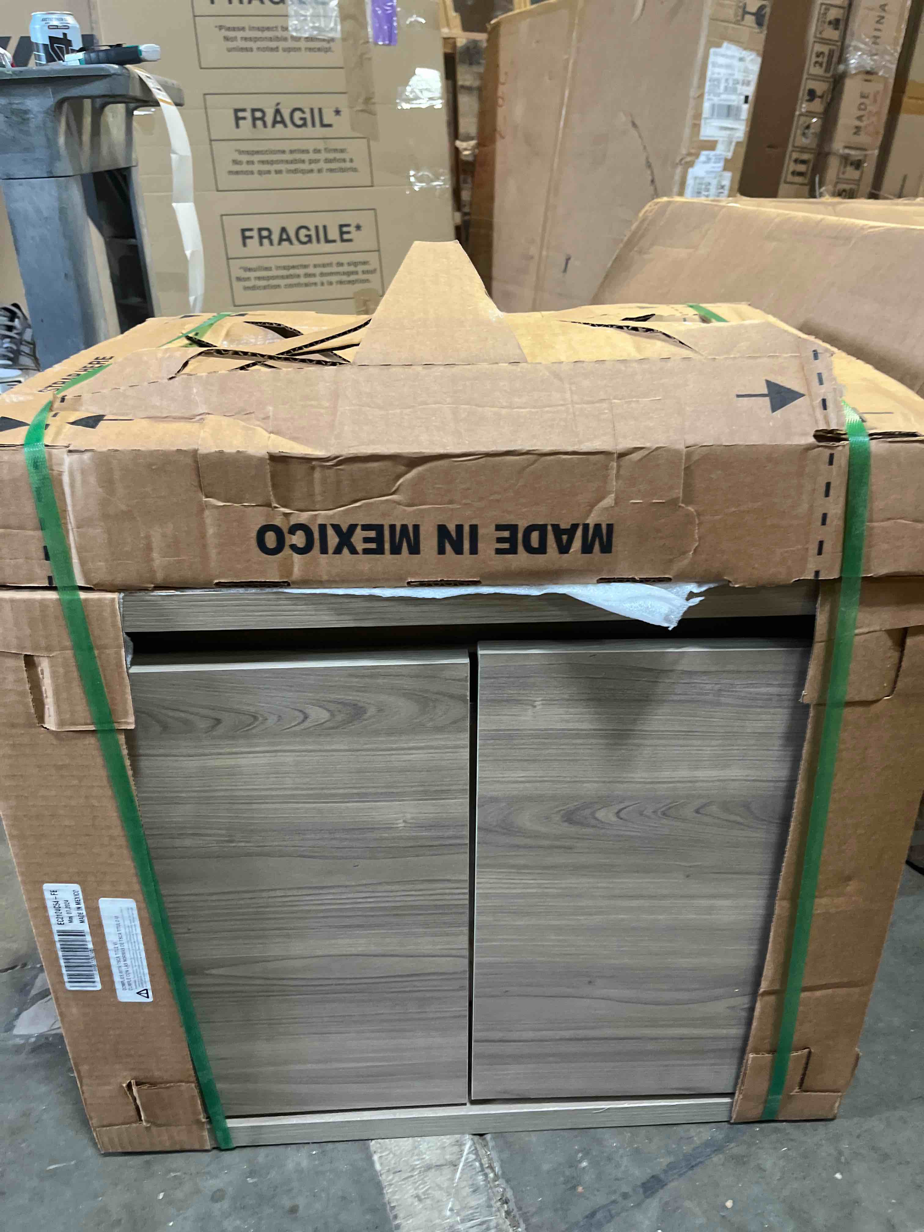 Condition photo showing Good Condition for spring mill cabinets kelby 24 inch modern floating bathroom vanity with white single sink top, 2-door cabinet, 24.5" w x 18.75" d x 22.25" h, sable