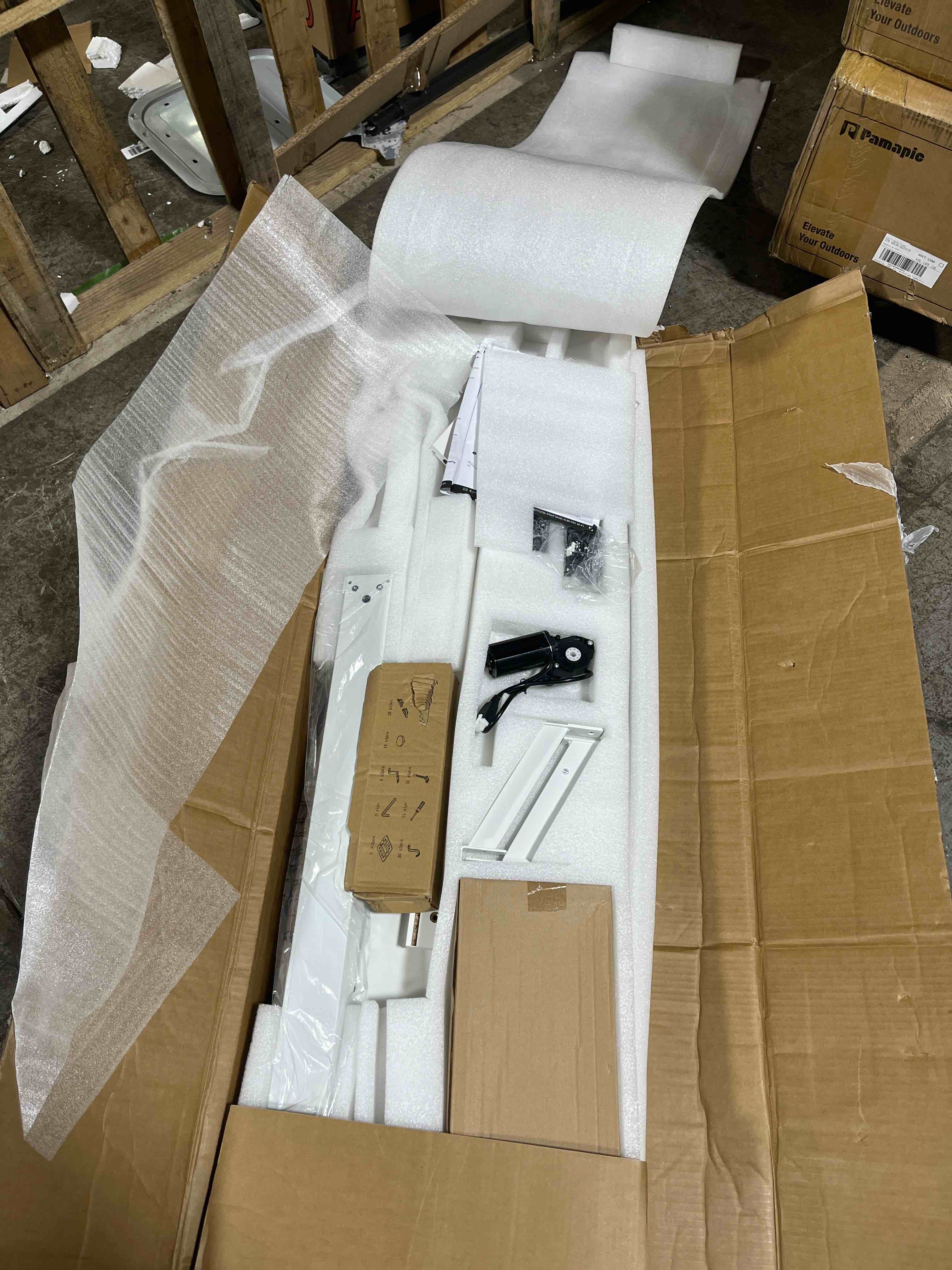 Condition photo showing Good Condition for comhoma electric standing desk with drawers, 48 x 24'' sit stand up desk with monitor stand, laptop stand, height adjustable ergonomic home office computer desk with memory preset controller ivory white 48*24"
