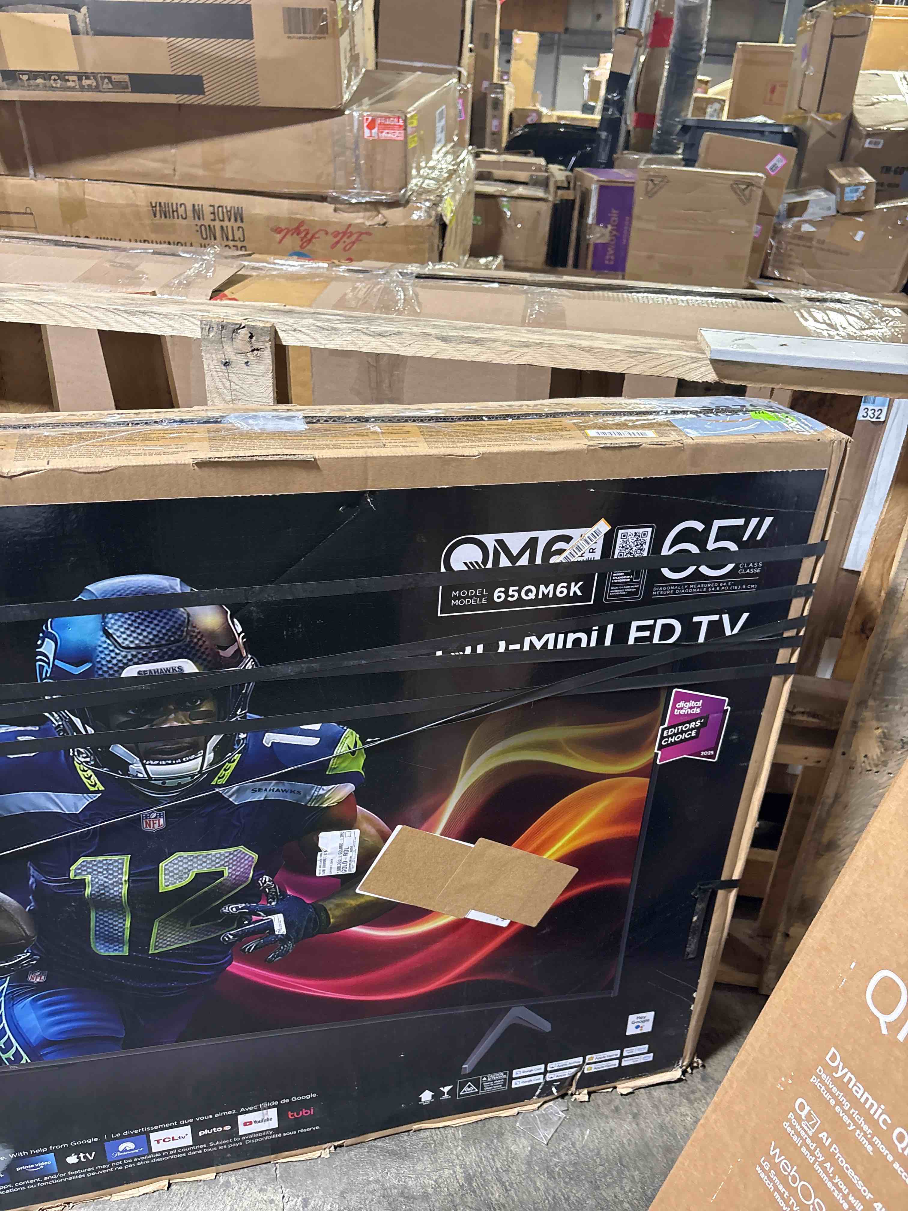 Condition photo showing As Is for tcl 65 inch class qm6k series | mini led qled 4k hdr | 65qm6k, 2025 model | 120hz-144hz high brightness smart google tv dolby atmos onkyo audio | voice remote alexa gaming streaming television
