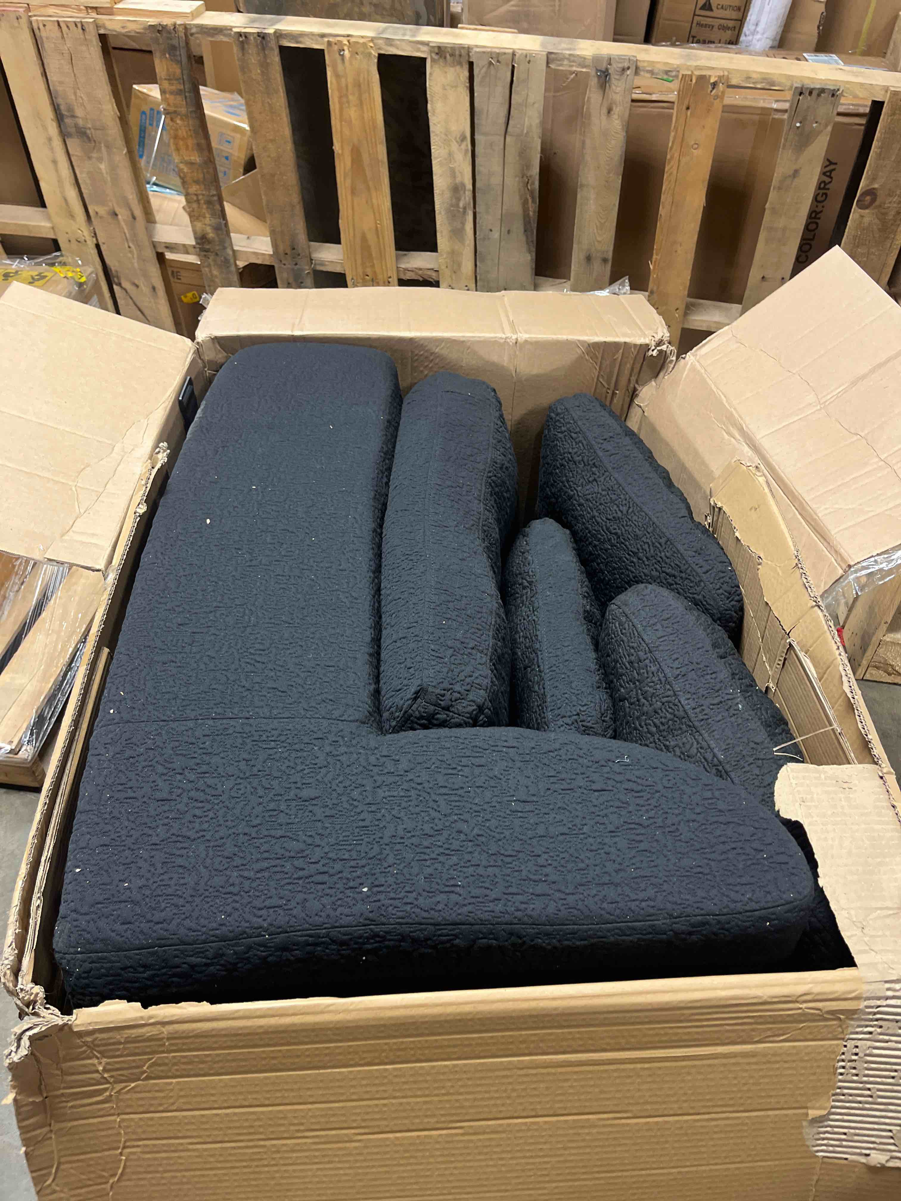 Condition photo showing As Is for korser modular sectional couch with l-shape chaise, modern boneless loveseat cloud couch for living room, sofa bed with deep seat, no assembly, sleeper sofa for living room, apartment and bedroom