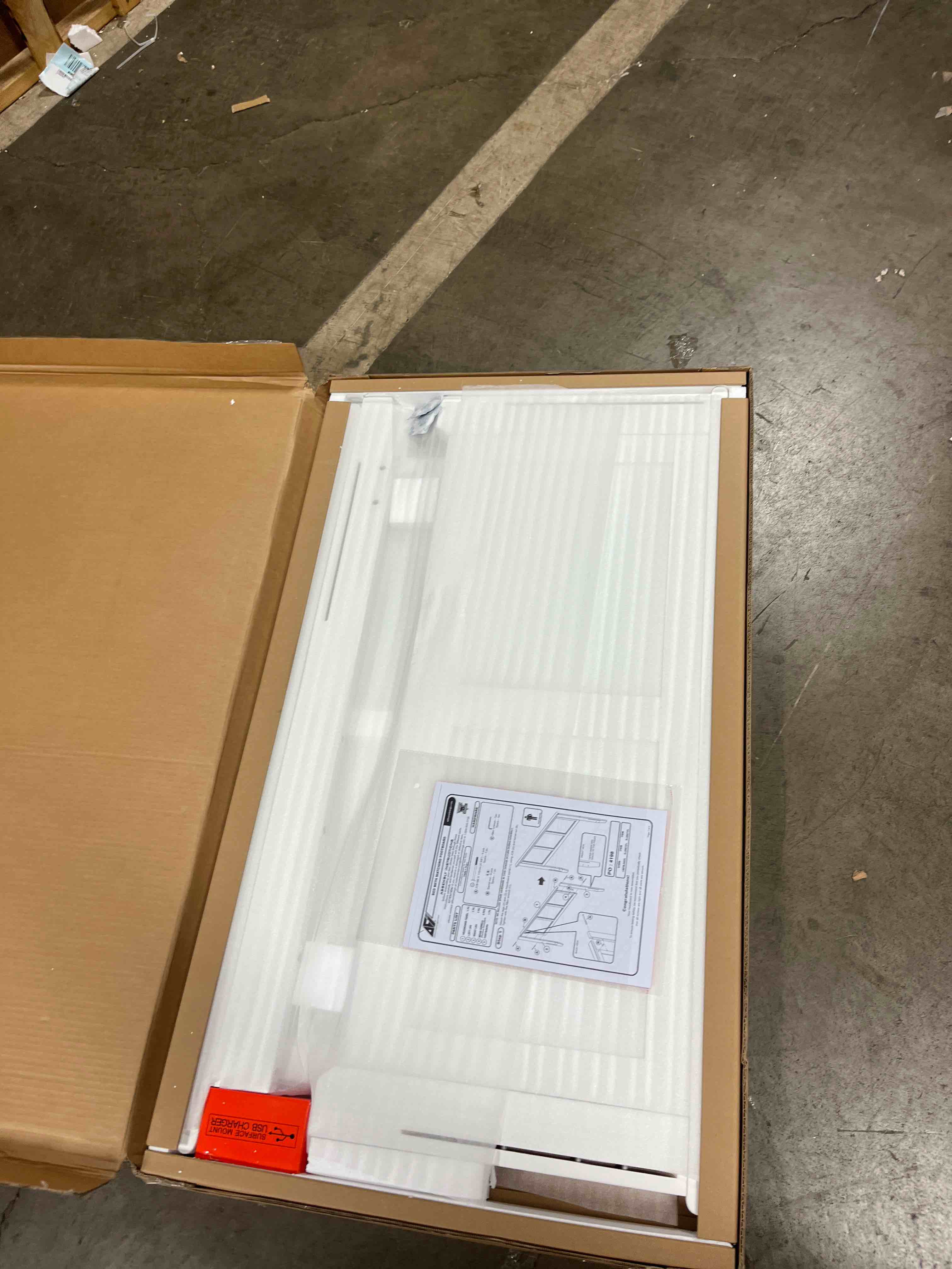 Condition photo showing New/Like New for afi, madison twin solid wood panel headboard with attachable charger, white