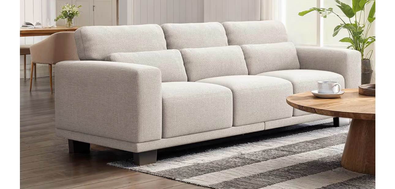 Marsail Modern 3 Seater Sofa for Living Room, 89" Couch with Deep Seats and Wide Armrests, Comfy Sofa with Supportive Futon and Sturdy Frame, Easy to Clean with Removable Covers, White