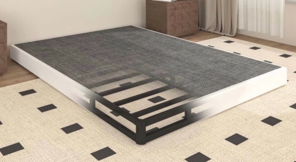 5 inch heavy duty metal full box spring mattress foundation, 3000lbs high capacity bed base with non-slip support, no noise structure, easy assembly, durable fabric cover, black 75" x 54" x 5"
