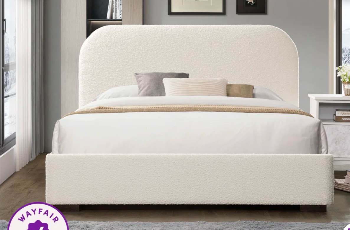 Genetic Solomon Platform Bed King Beige Boucle ( Box 2 Footboard & Rails ONLY)