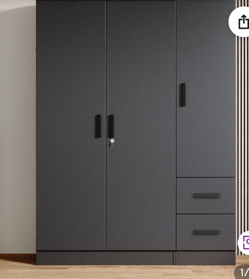 Wooden 2 Drawers 3 Doors Wardrobe Armoire