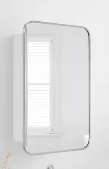 Garnes 16.5 in. W x 24 in. H Rectangular Recessed or Surface Mount Metal Medicine Cabinet with Mirror in Brushed Nickel