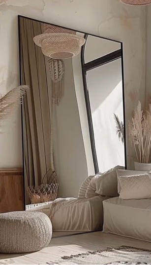 oversized mirror 77" x 38" - black frame, aluminium explosion-proof glass, full-length