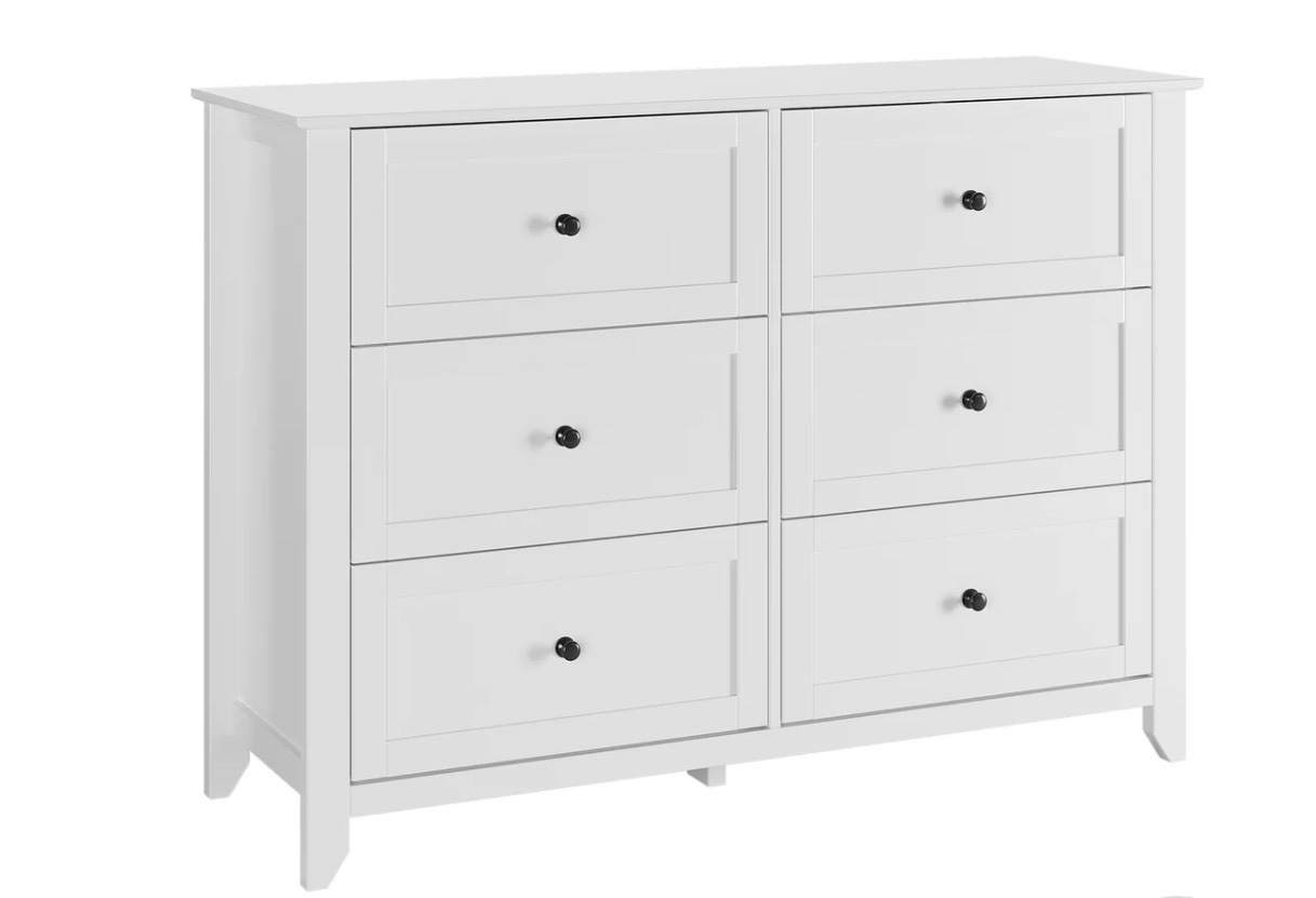 Garvee White Dresser for Bedroom, 6 Chest of Drawer Dresser for 48 inch TV, Modern Wood Organizer TV Stand for Living Room, Closet Storage, Entryway, Kids Bedroom ( One in stock is light green shown in pictures)