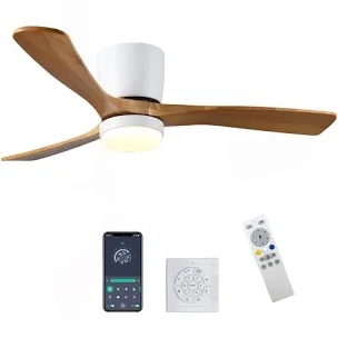 52 inch White Wood Ceiling Fans with Lights and Remote