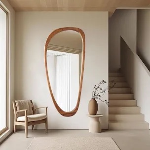 Irregular Wall Mirror, Asymmetrical Wood Mirror