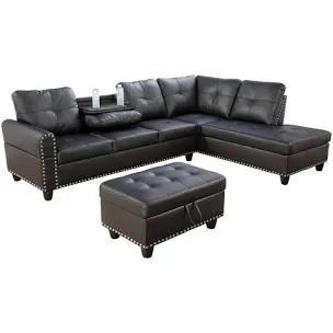 adebisi 3 piece faux leather sectional