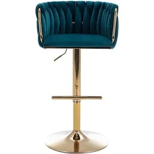 Swivel Adjustable Height Bar Stool Modern Velvet Barstool 