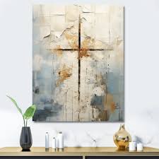 16x32 Beige Christianity Cross Of Jessus I| - Christianity Large Wall Art