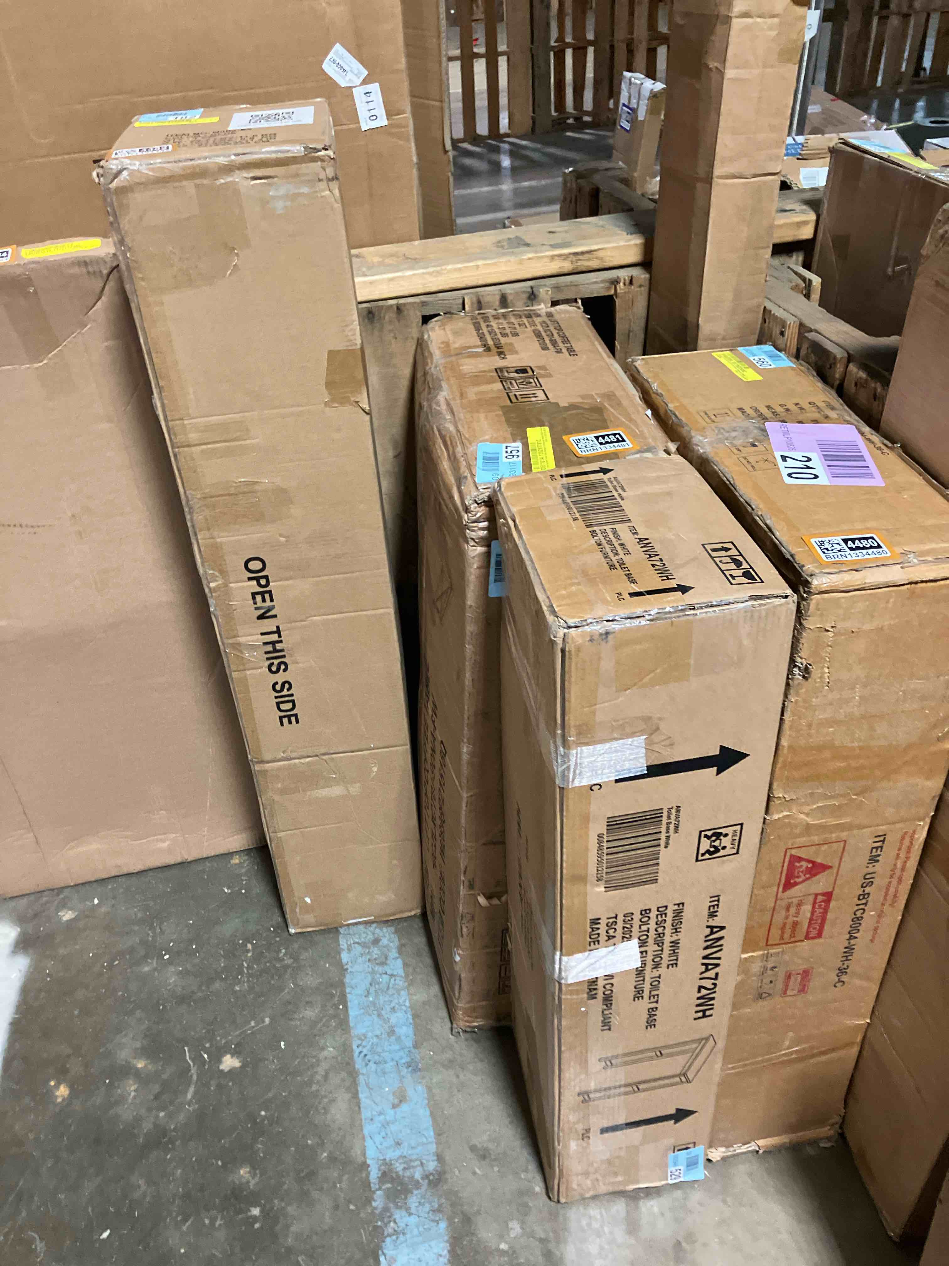 Condition photo showing New/Like New for Dorset 27 x 9 White Wood Space Saver Toilet Base Cabinet with Storage Compartment on Top