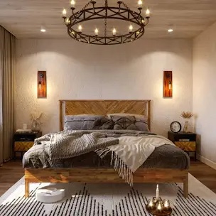 Vivian DELUXE Platform Bed Frame with Headboard à Acacia Wood King