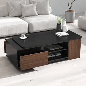 Esteban Extendable Wood Coffee Table with 2 Storage Drawers & Shelf