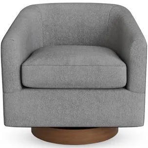 Arnardo Fabric Wood Base Swivel Chair
