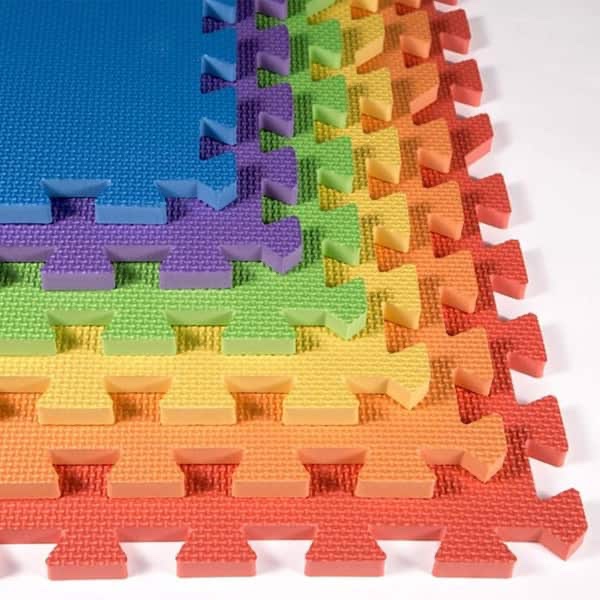 Rainbow Play Mats 24 in. W x 24 in. L x 1/2 in. T Soft EVA Foam Rubber Play Mat (12 Tiles/48 sq. ft.)