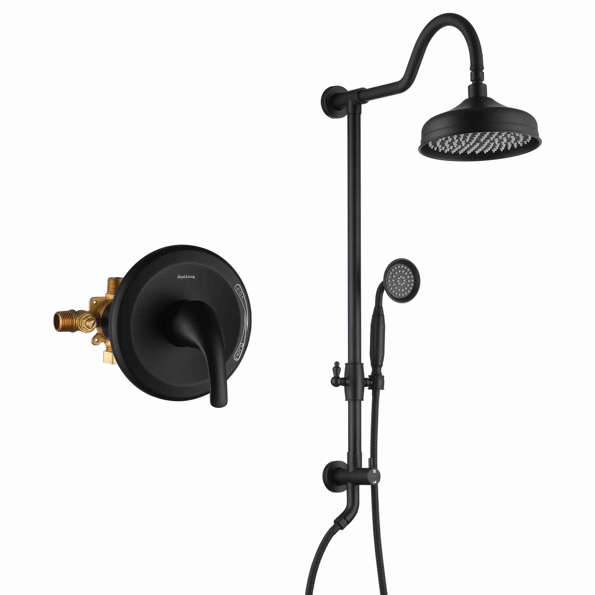8 Inch Stainless Steel Overhead Shower System Showerhead In Matte Black