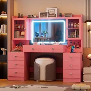Pakasept 55.1" Large Vanity Desk With Mirror