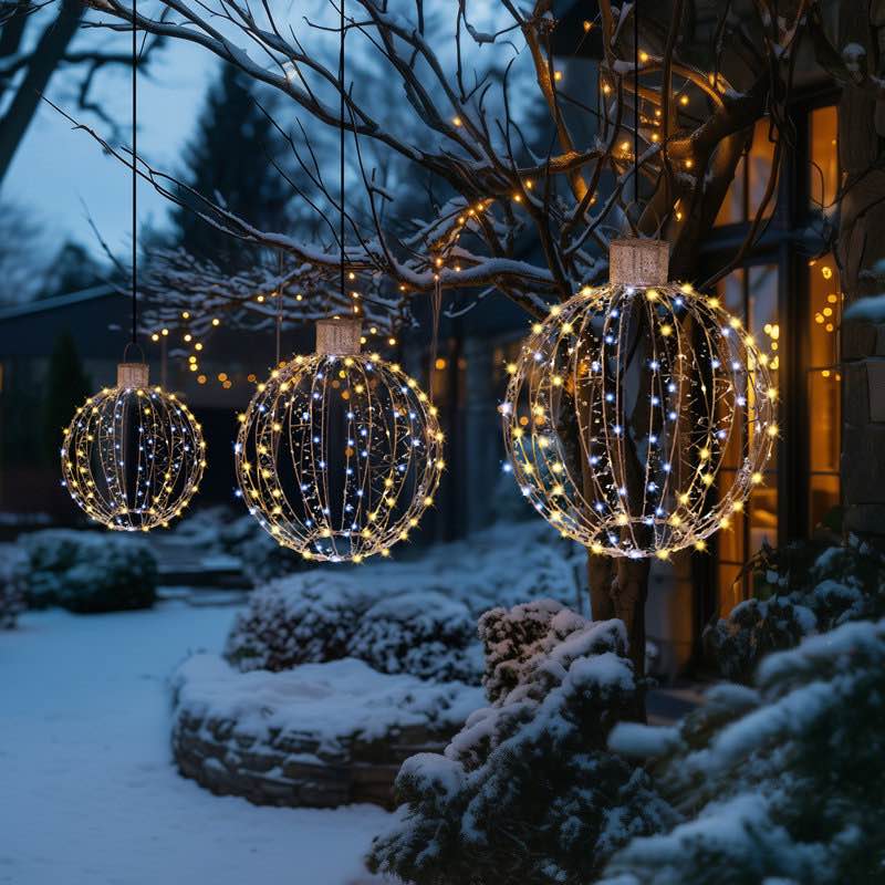3-Piece Ornaments LED Ball Lights Outdoor Christmas Decorations Hanging Ball Light