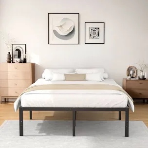Turberville Black Metal Platform Bed Frame King