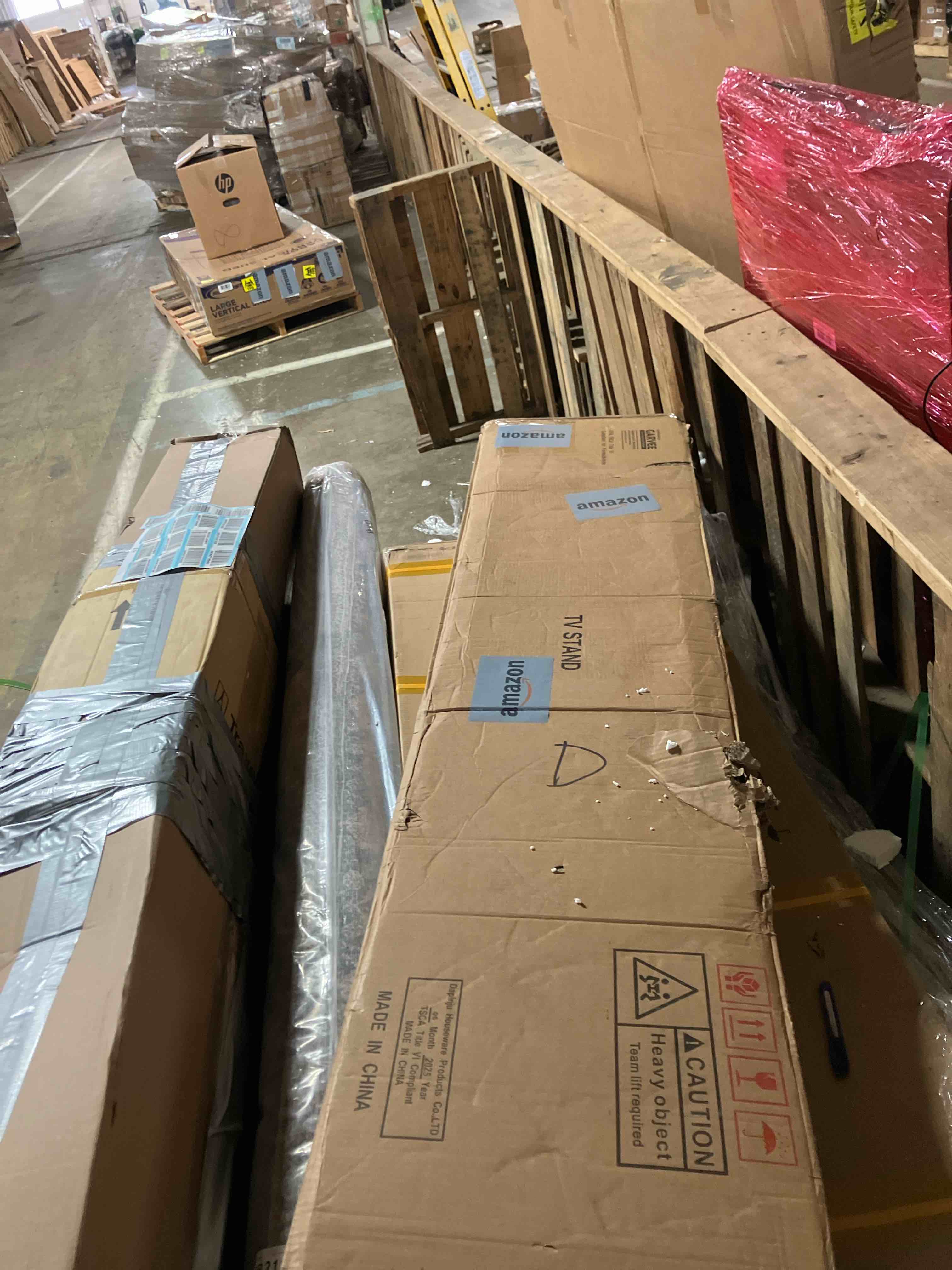 Condition photo showing New/Like New for Garvee Modern TV Stand for TV Up to 75" TV, 70" Grey Television Console Table Cabinets (Does not come with fireplace)